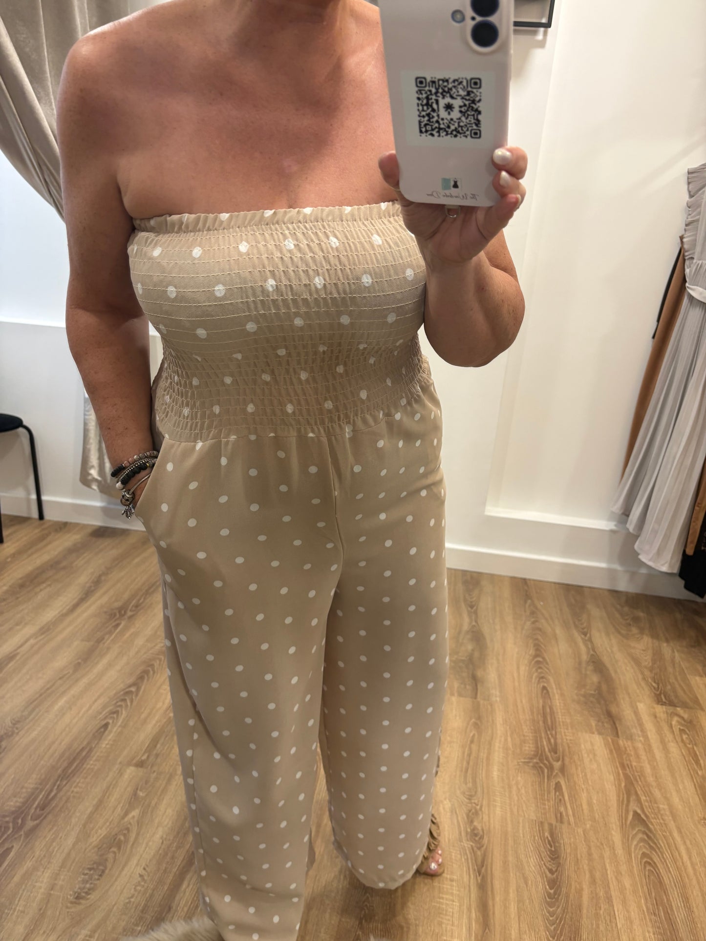 Spot Print, Bandeau Jumpsuit