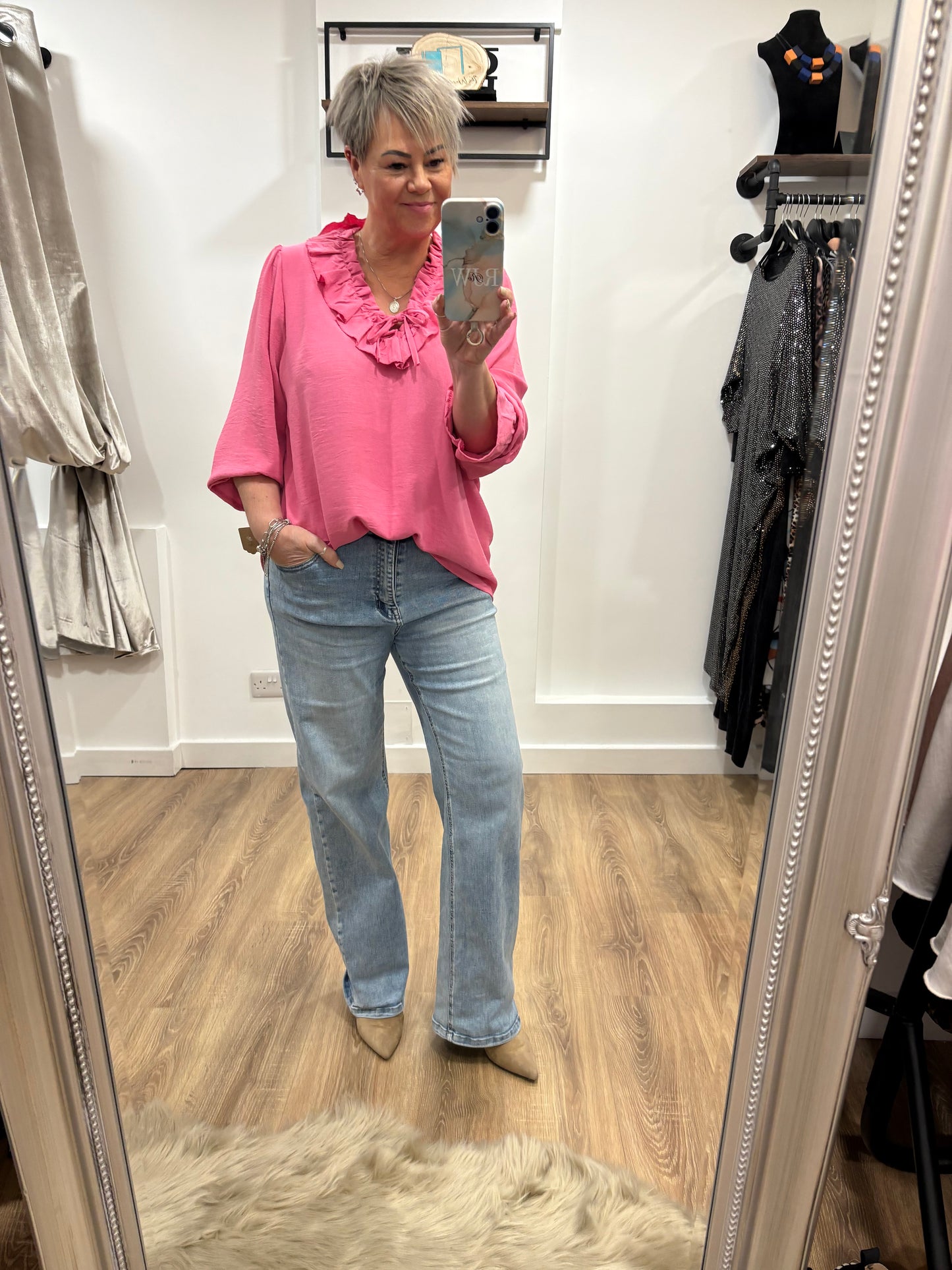 V Neck, Ruffle Blouse