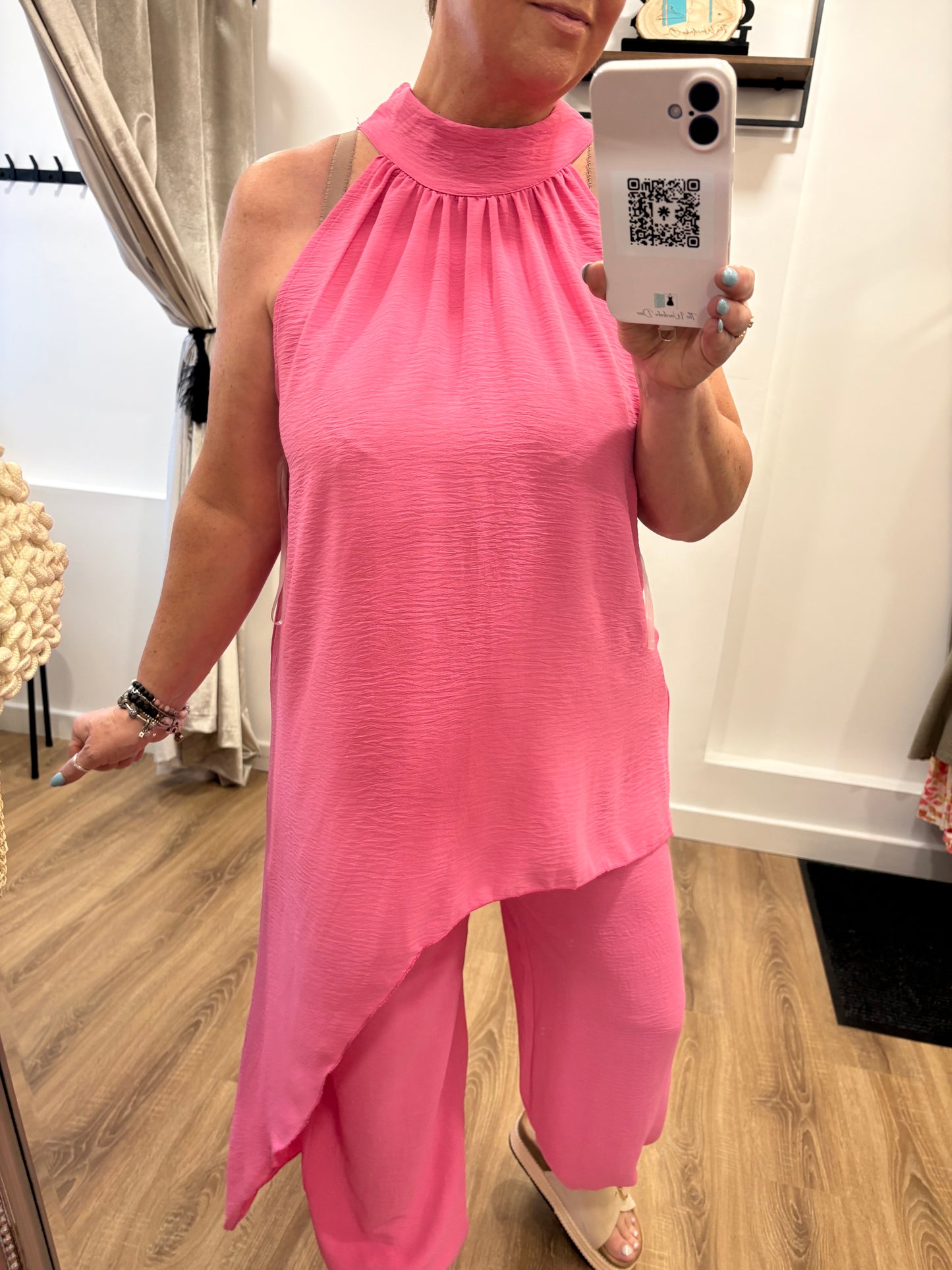 Halter Neck Trouser Set - Pink