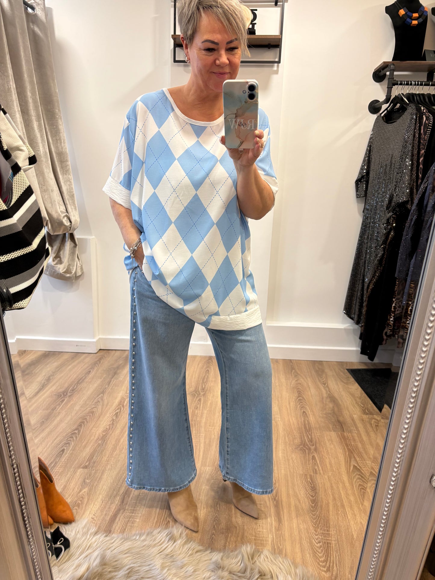 Harlequin, Short Sleeve Blouse.