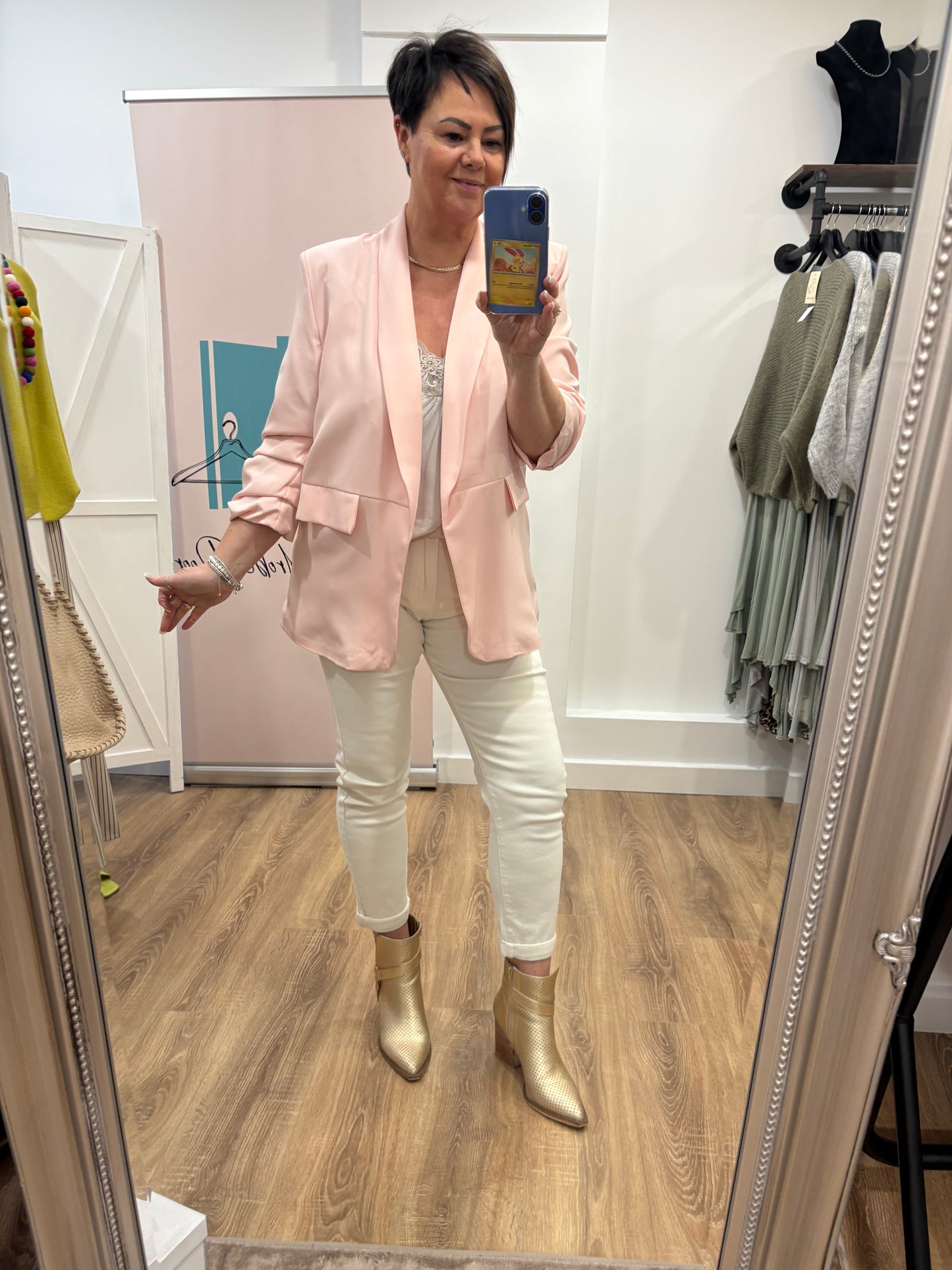Ruched Sleeve Blazer