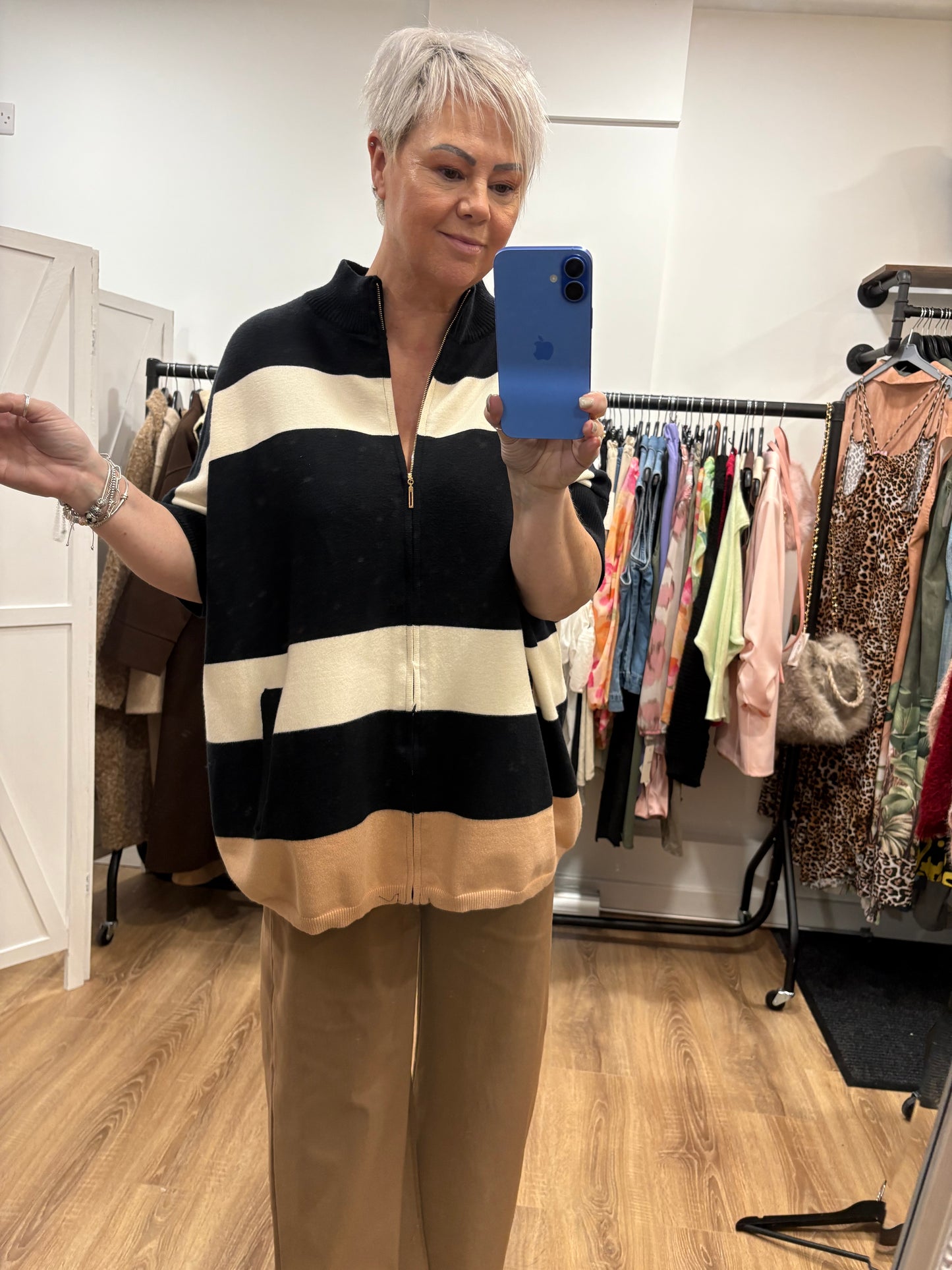 Stripe Zip up Cardigan