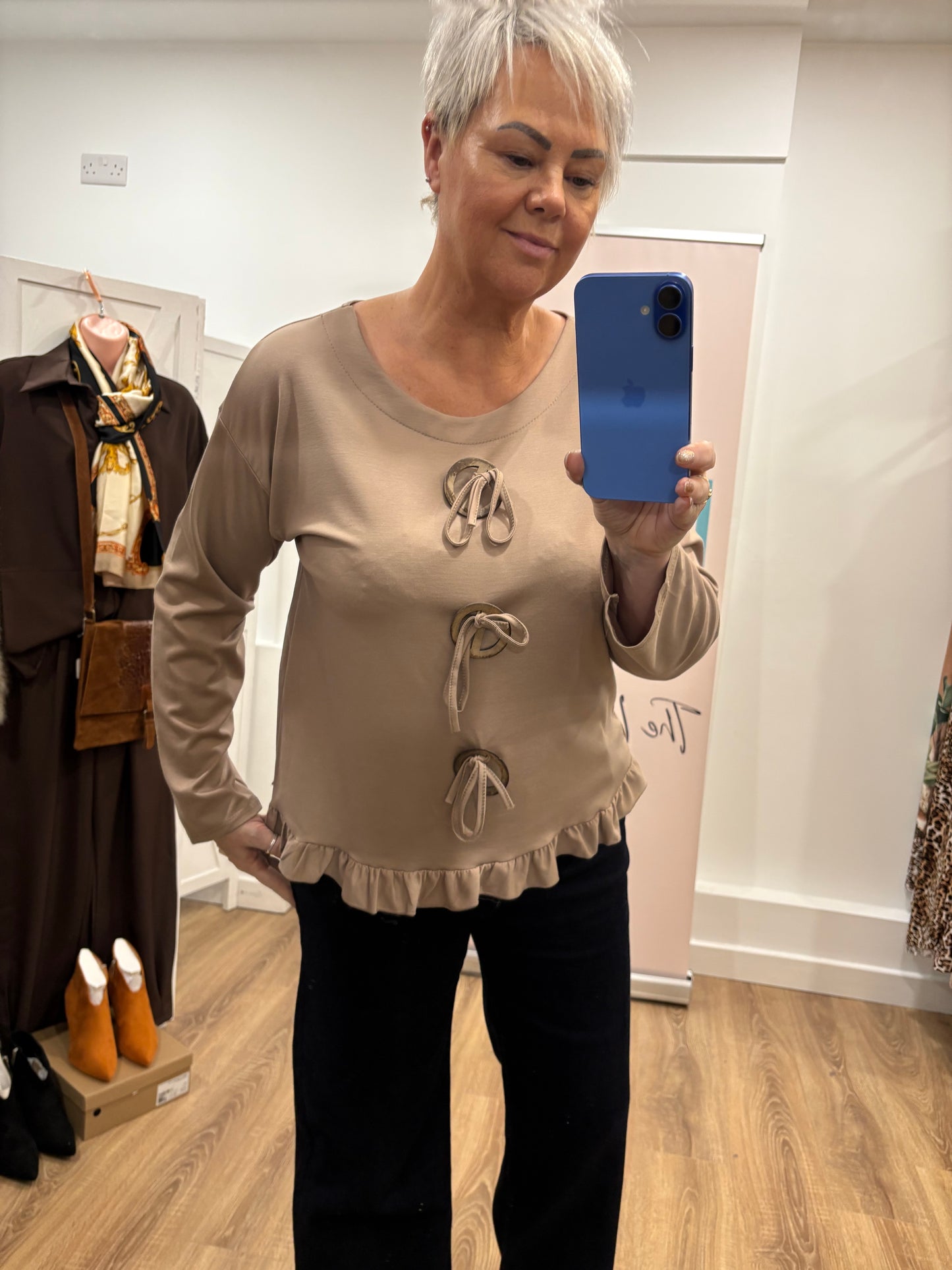 Frill and Button Detail Sweatshirt