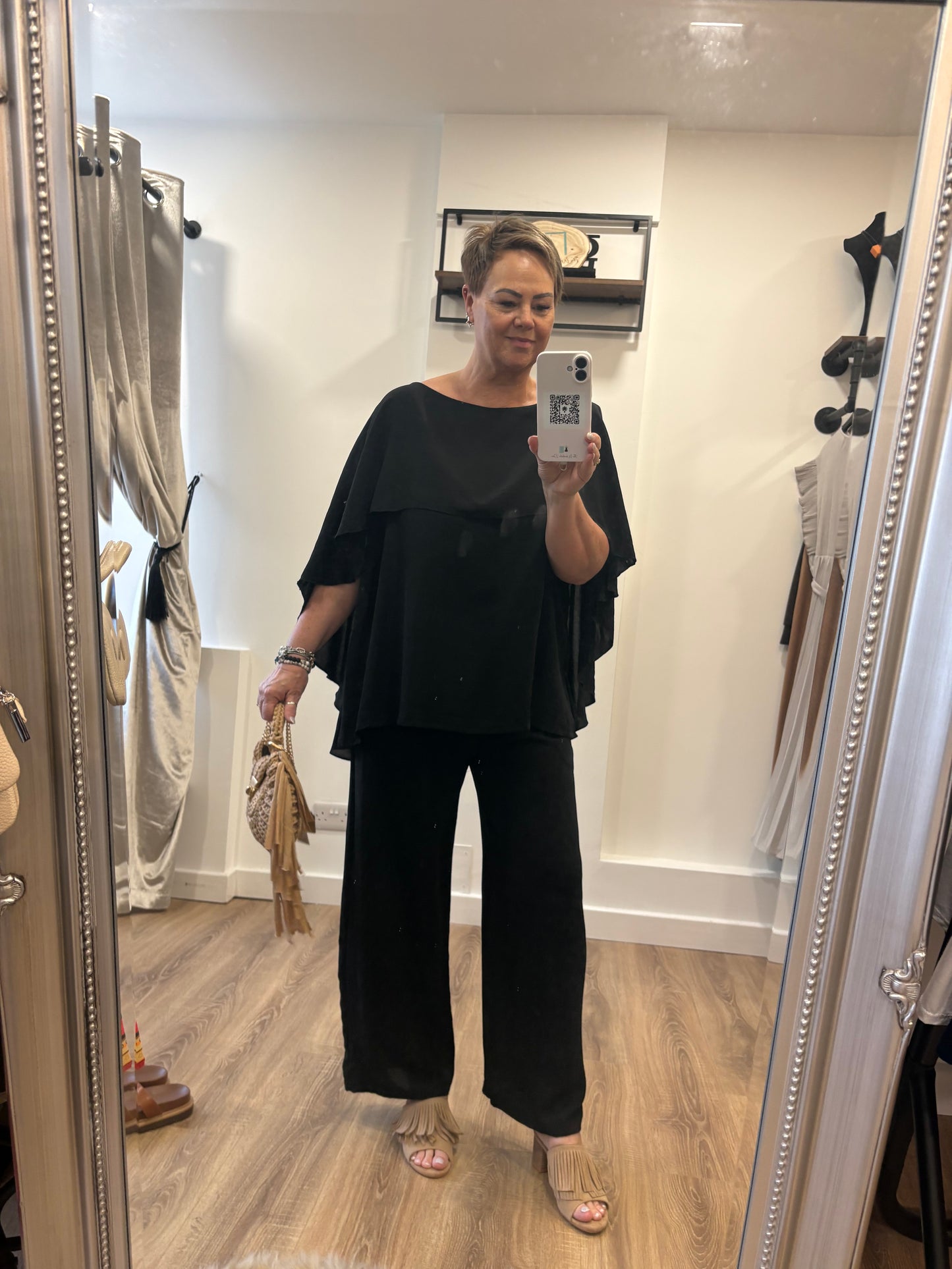Cape Top and Trouser Set - Black