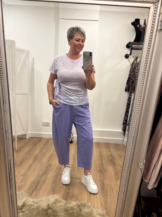 Stretch, Textured, Side Tie Blouse