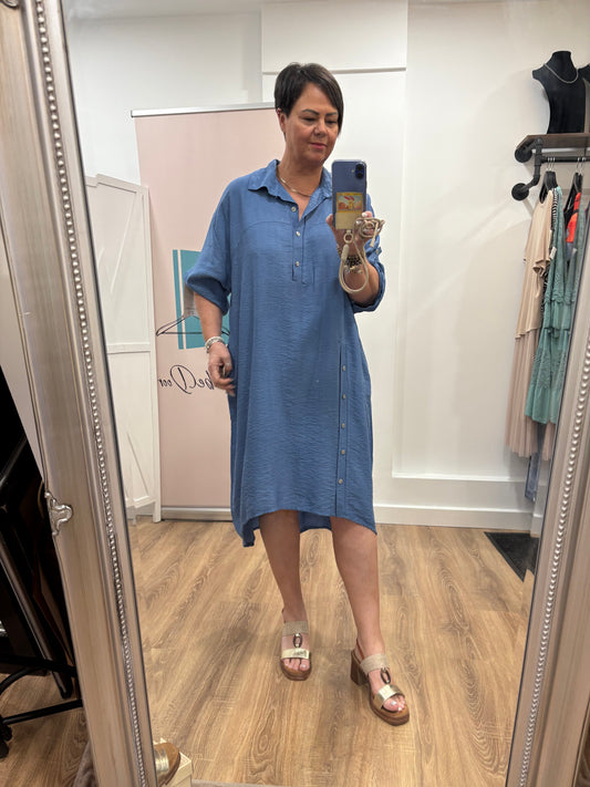 Button Detail Shirt Dress