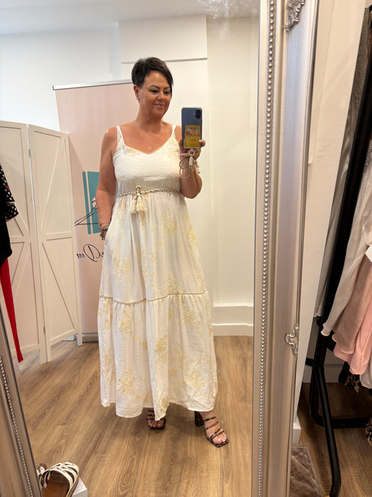 Grecian Gold Flower Maxi Dress