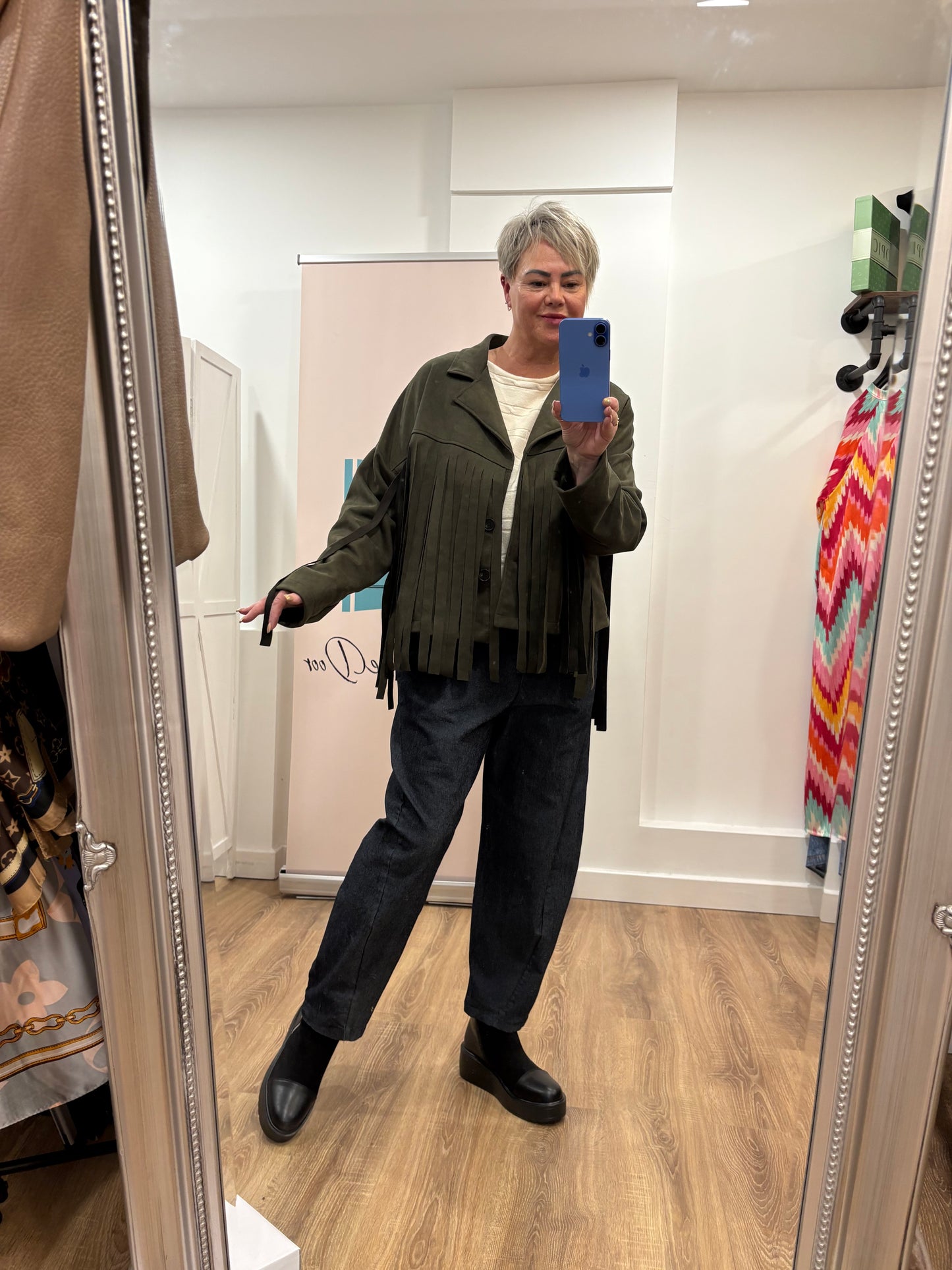 Tapered, Twist Seam Denim Cropped Trousers