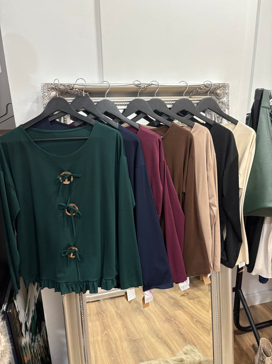 Frill and Button Detail Sweatshirt