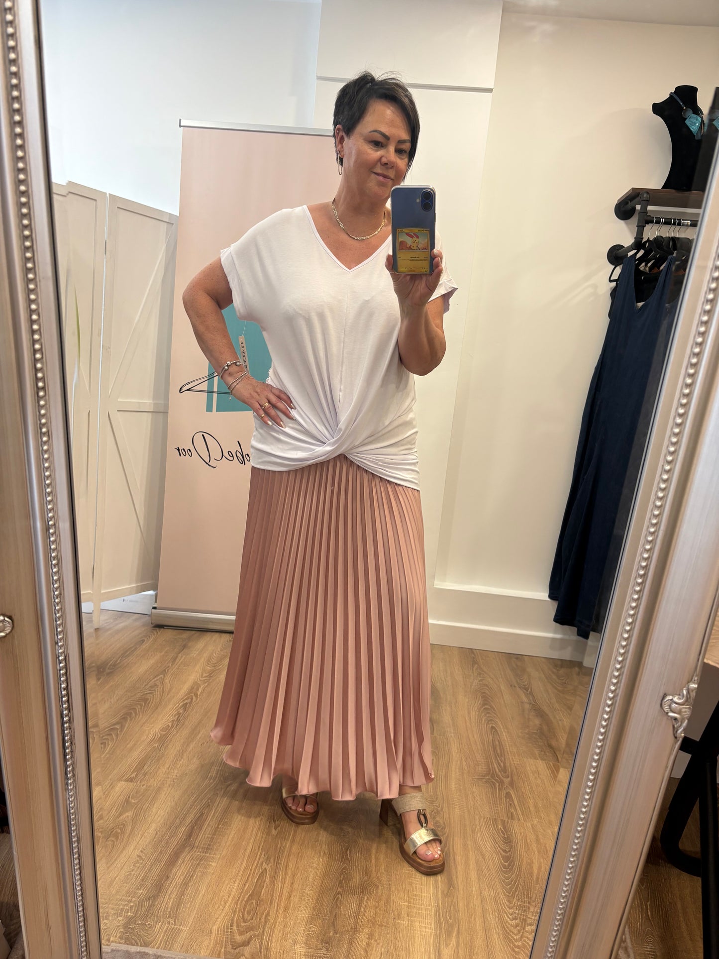 Twist Front V Neck T Shirt