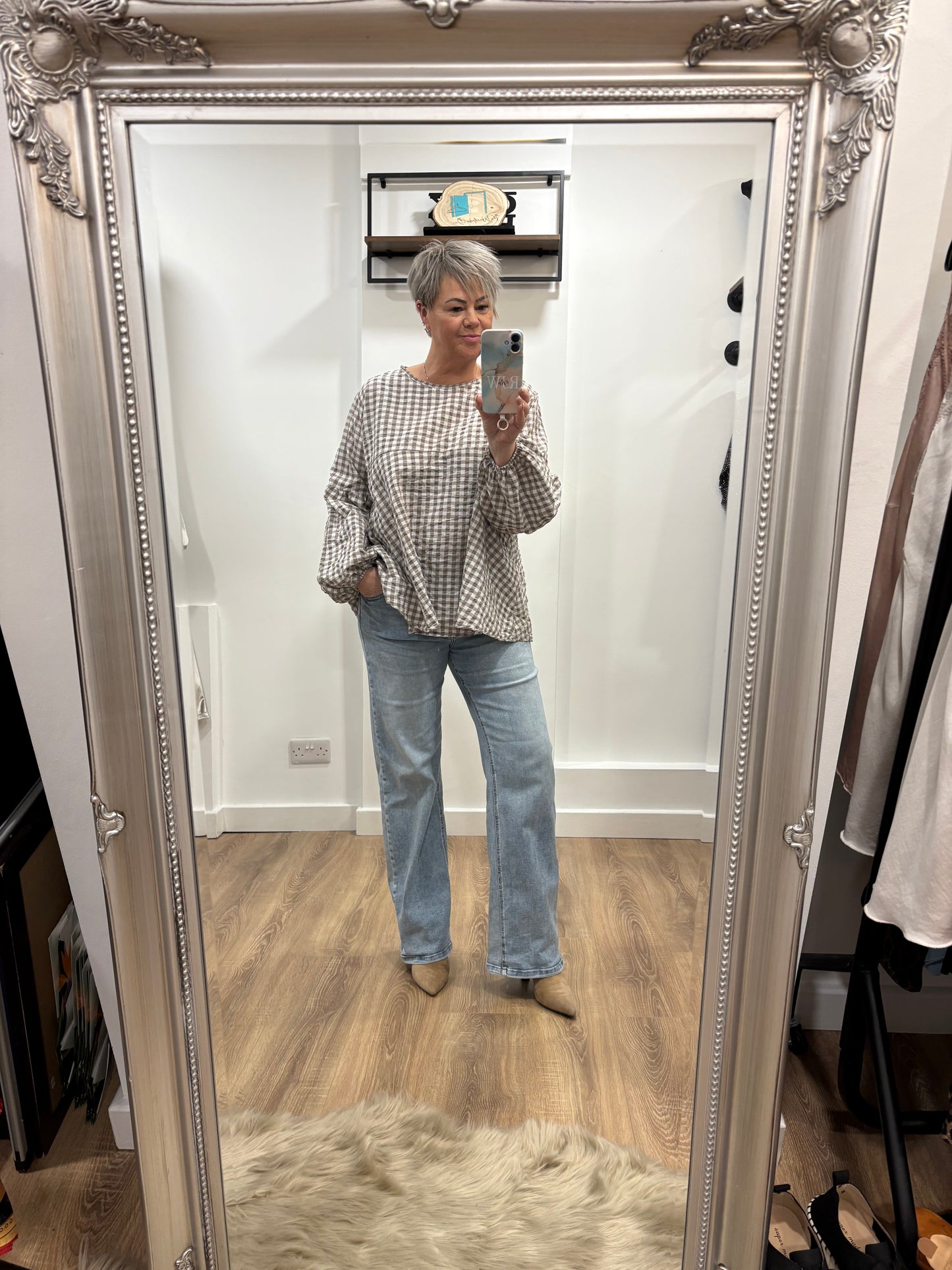 Gingham Smock Blouse