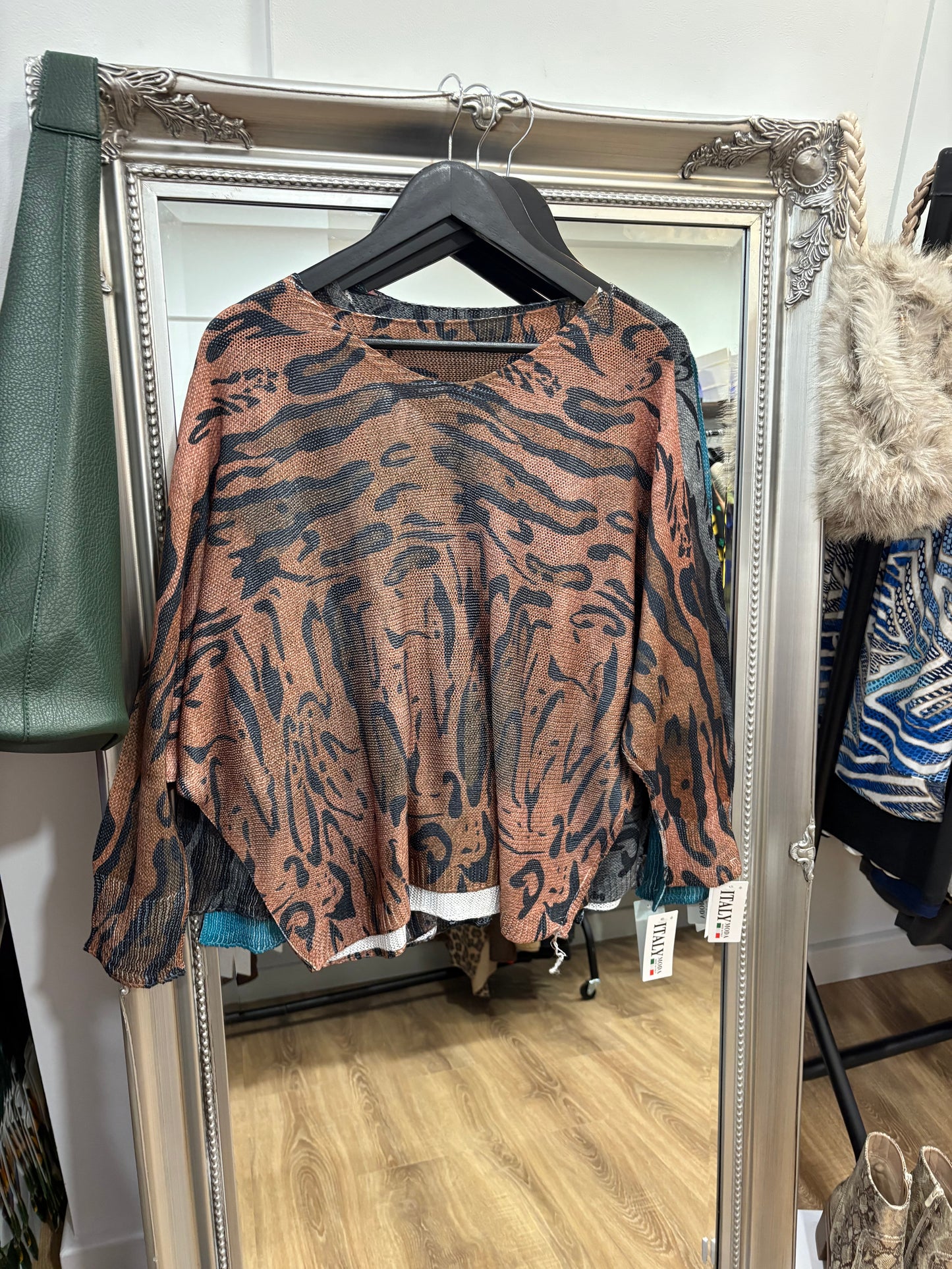 Cotton Print Batwing Jumper