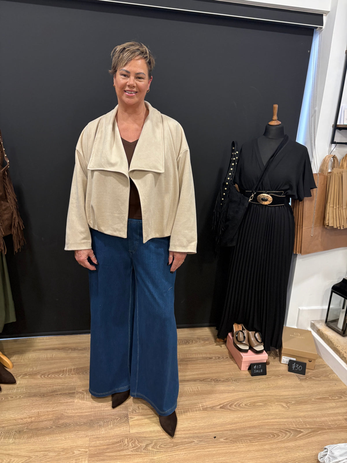 Gathered Hem Suedette Jacket