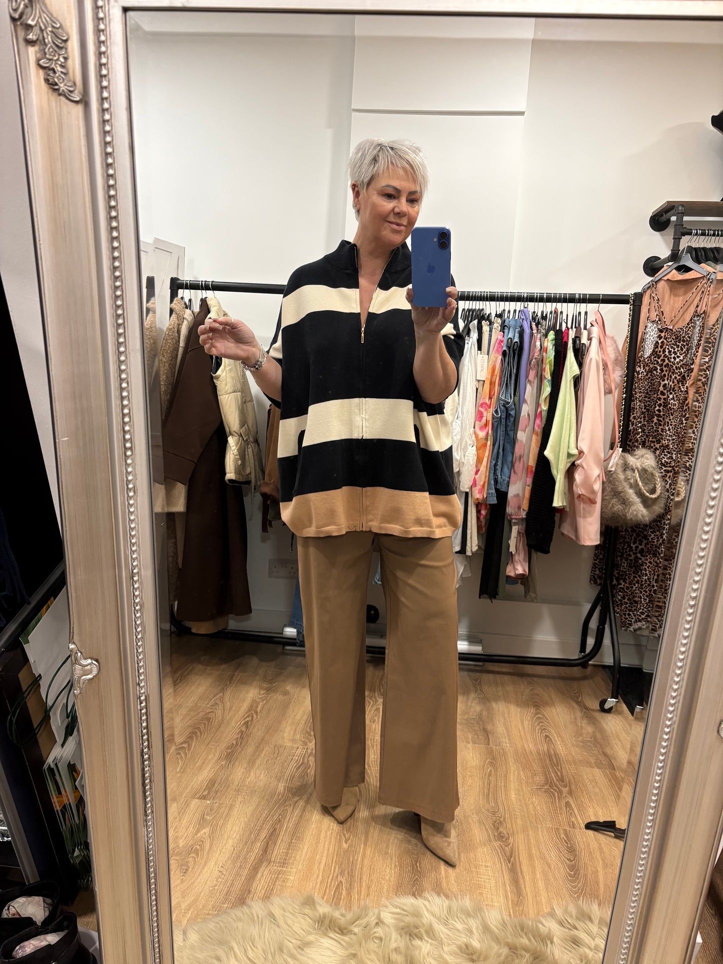 Stripe Zip up Cardigan