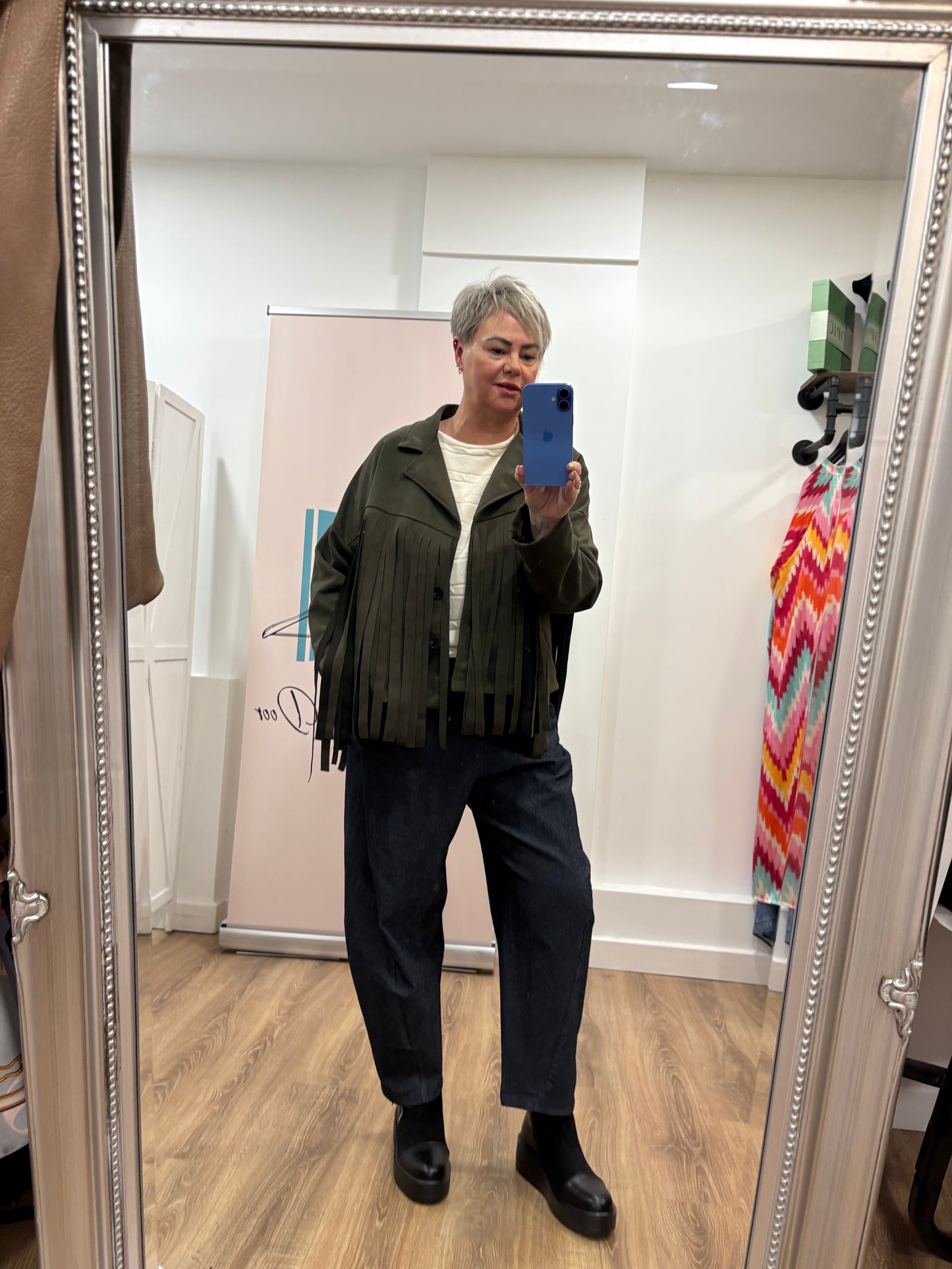 Tapered, Twist Seam Denim Cropped Trousers