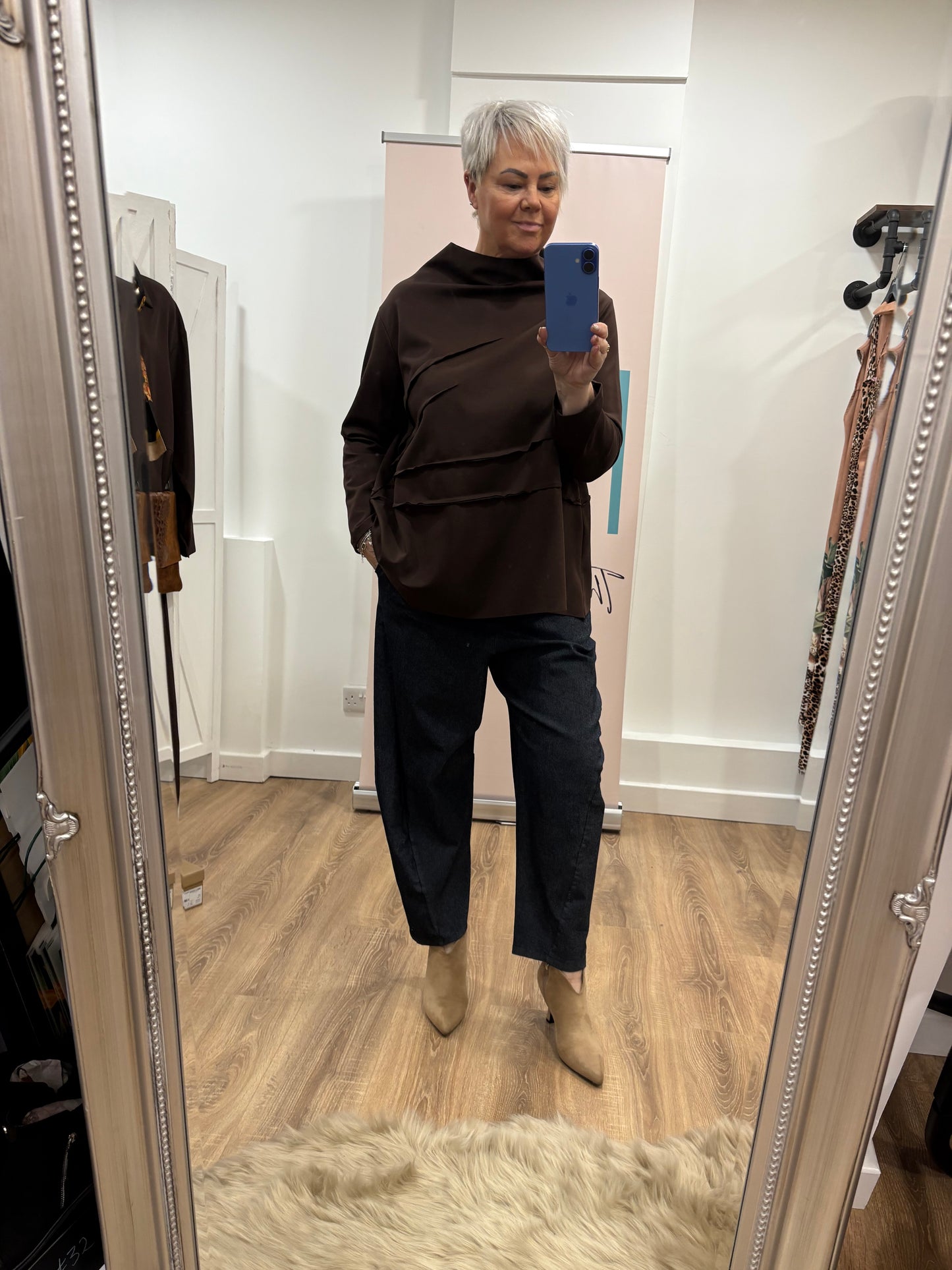 Seam Detail Cowl Neck Scuba Sweatshirt