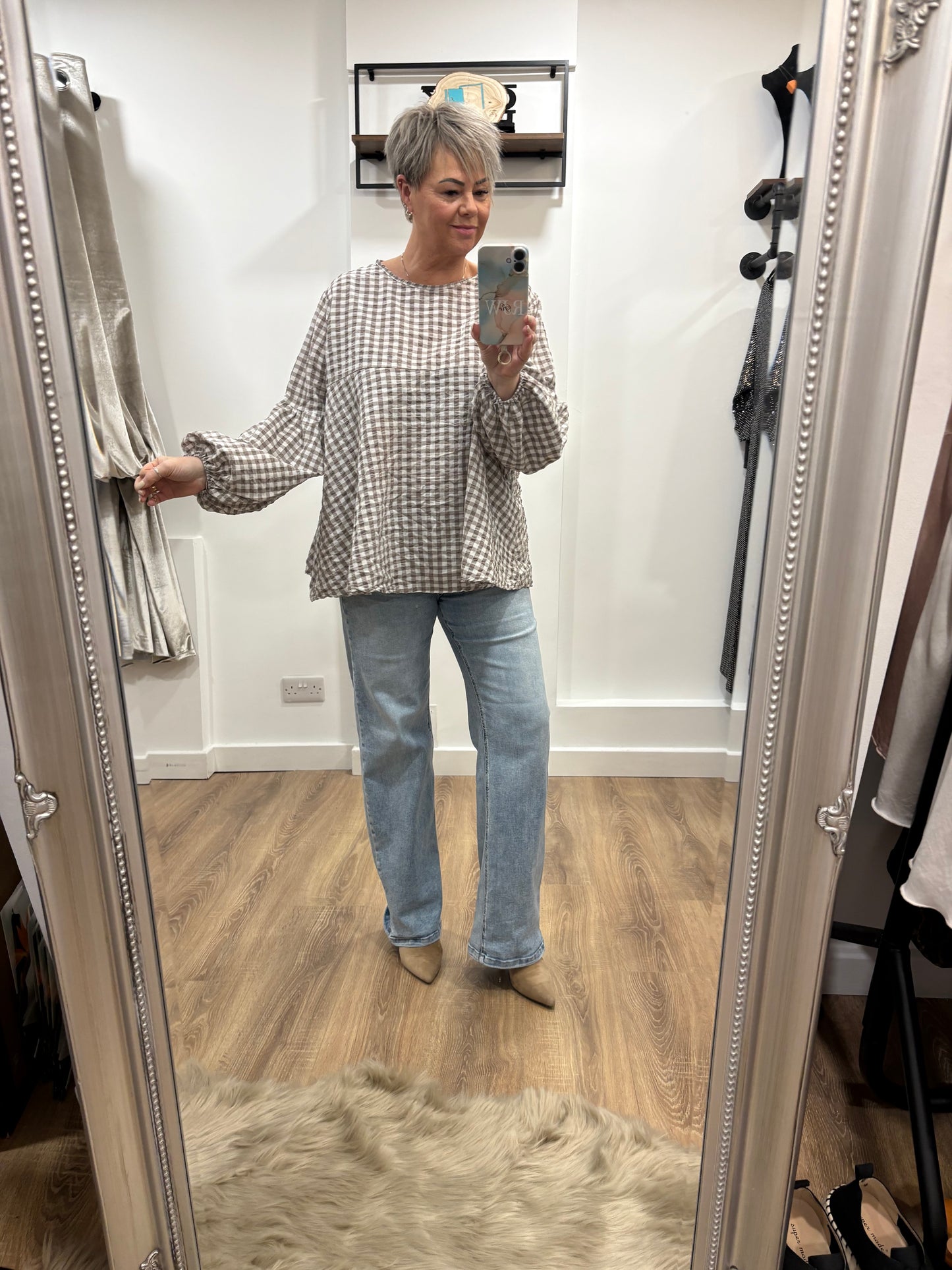 Gingham Smock Blouse