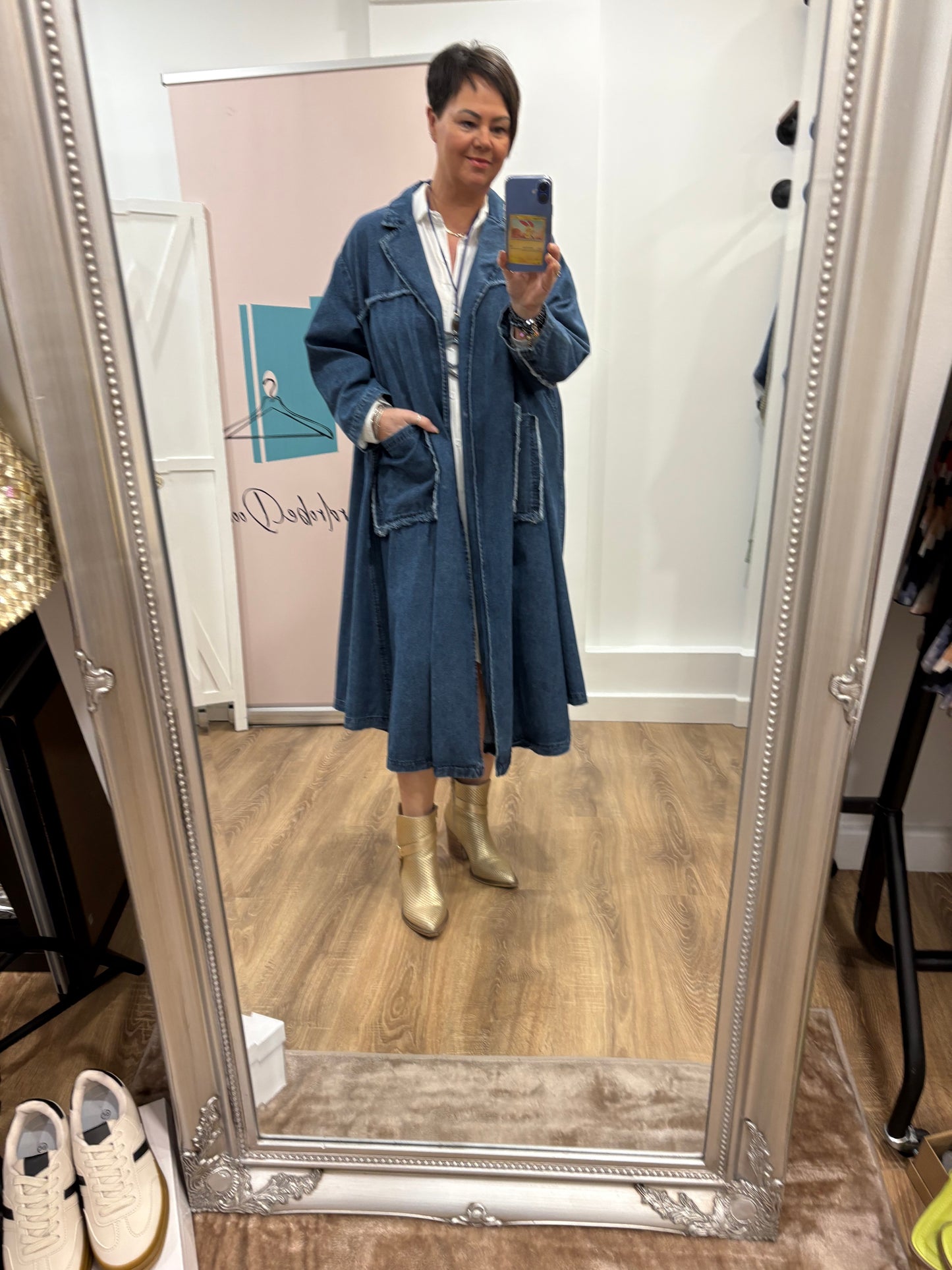 Longline Denim Duster Coat