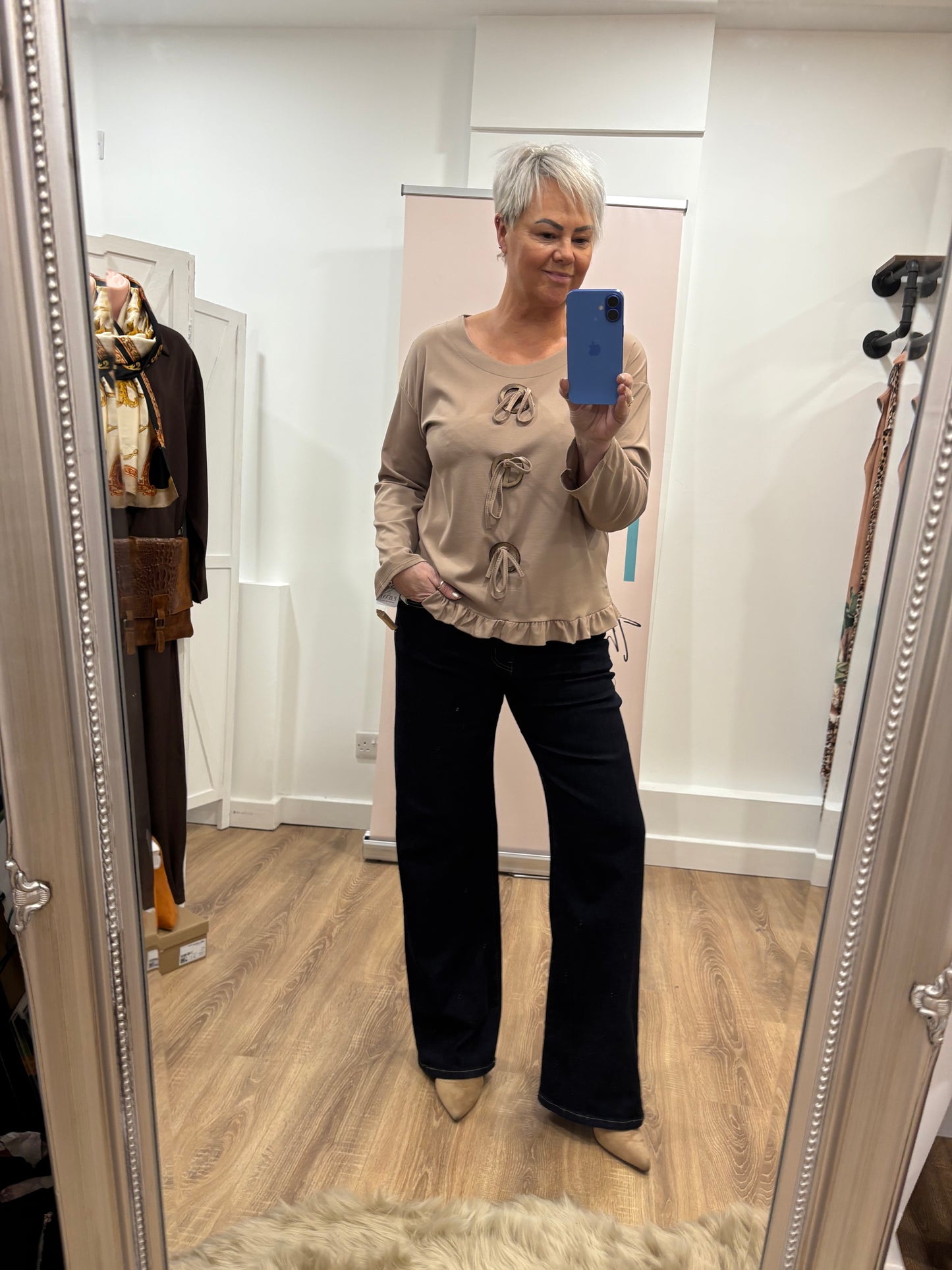 Frill and Button Detail Sweatshirt