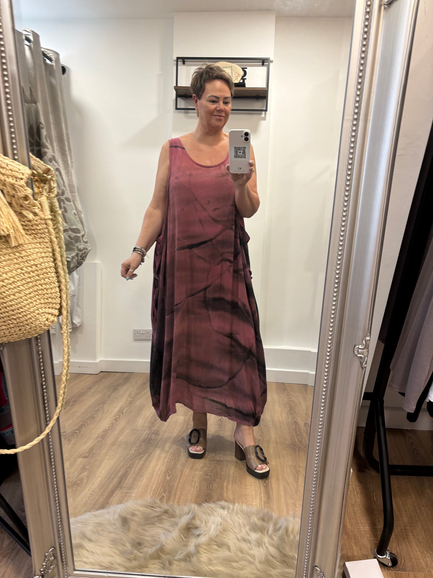 Tie Dye Pocket Detail Midaxi Dress