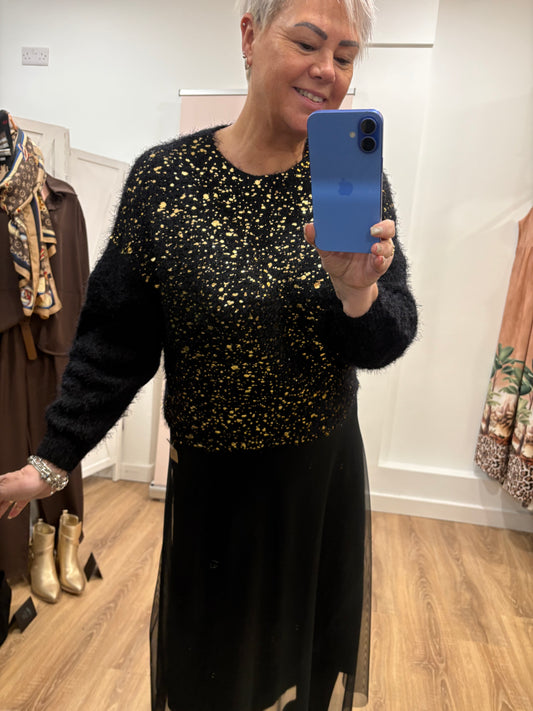 Fluffy, Gold Foil Design Jumper