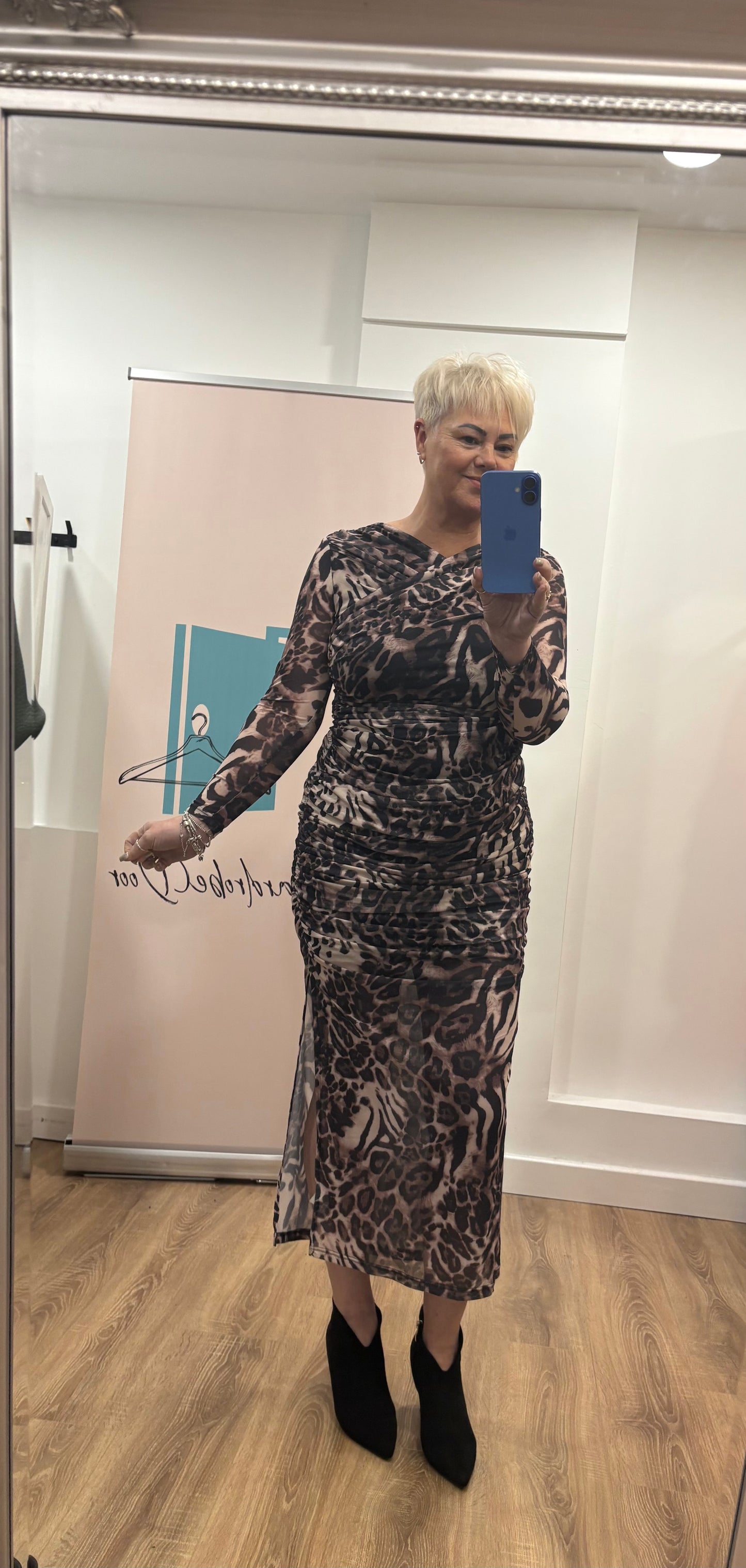 Mesh, Rushed Maxi Dress