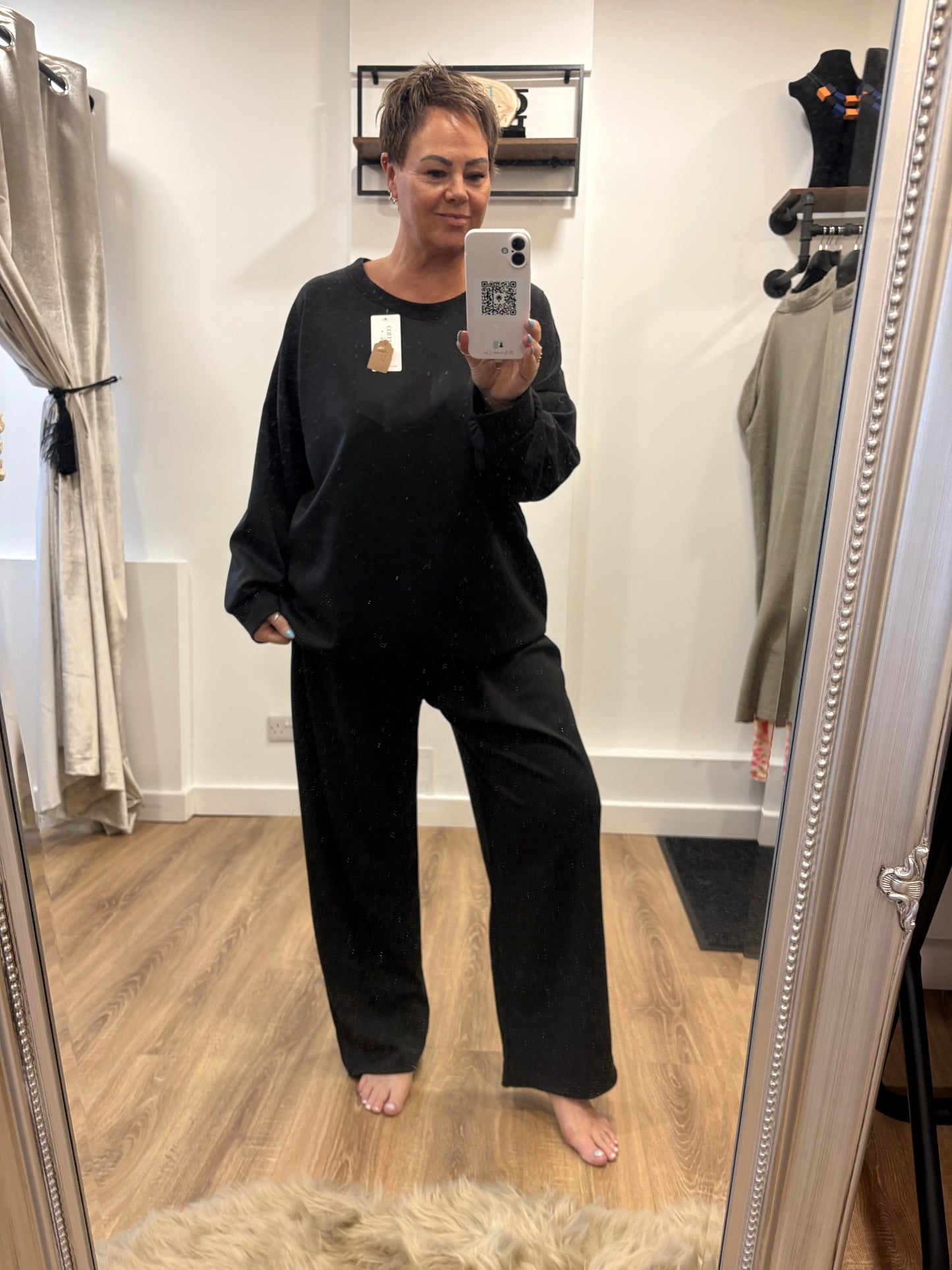 Wide Leg, Oversized Lounge Set - Black
