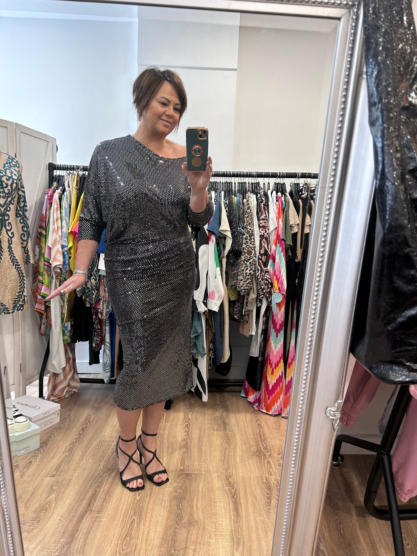 Sequin Asymmetric Midaxi Dress