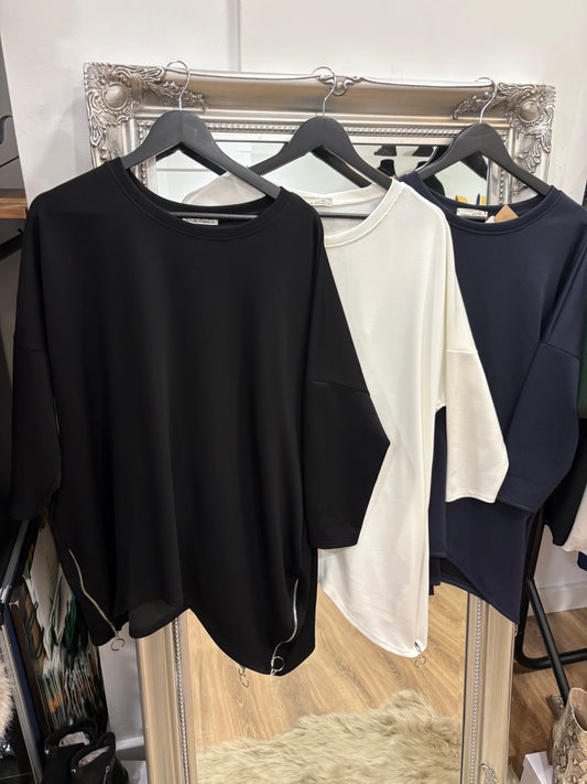 Plain Zip Side Sweatshirt