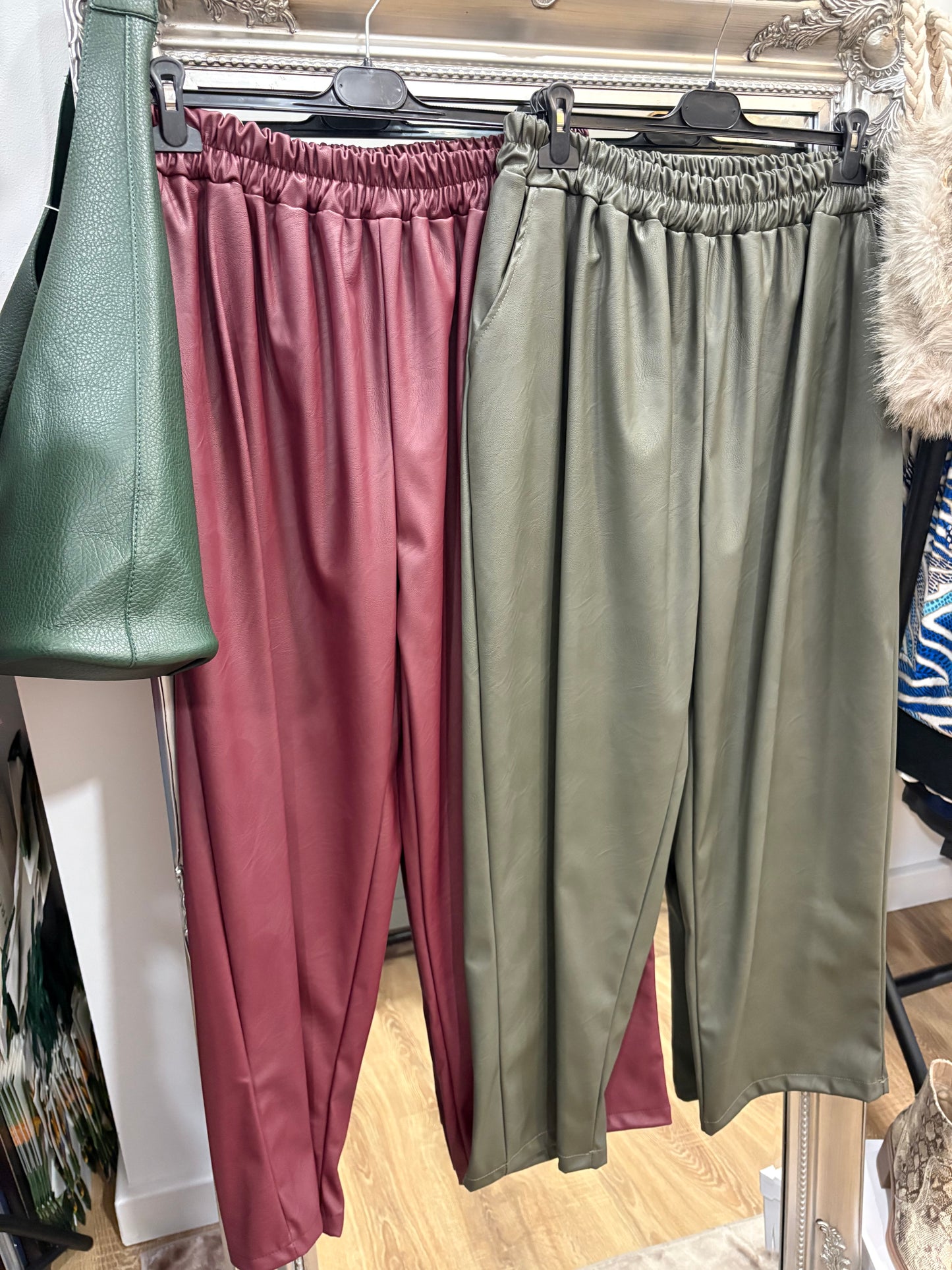 Loose Fit PU Trousers