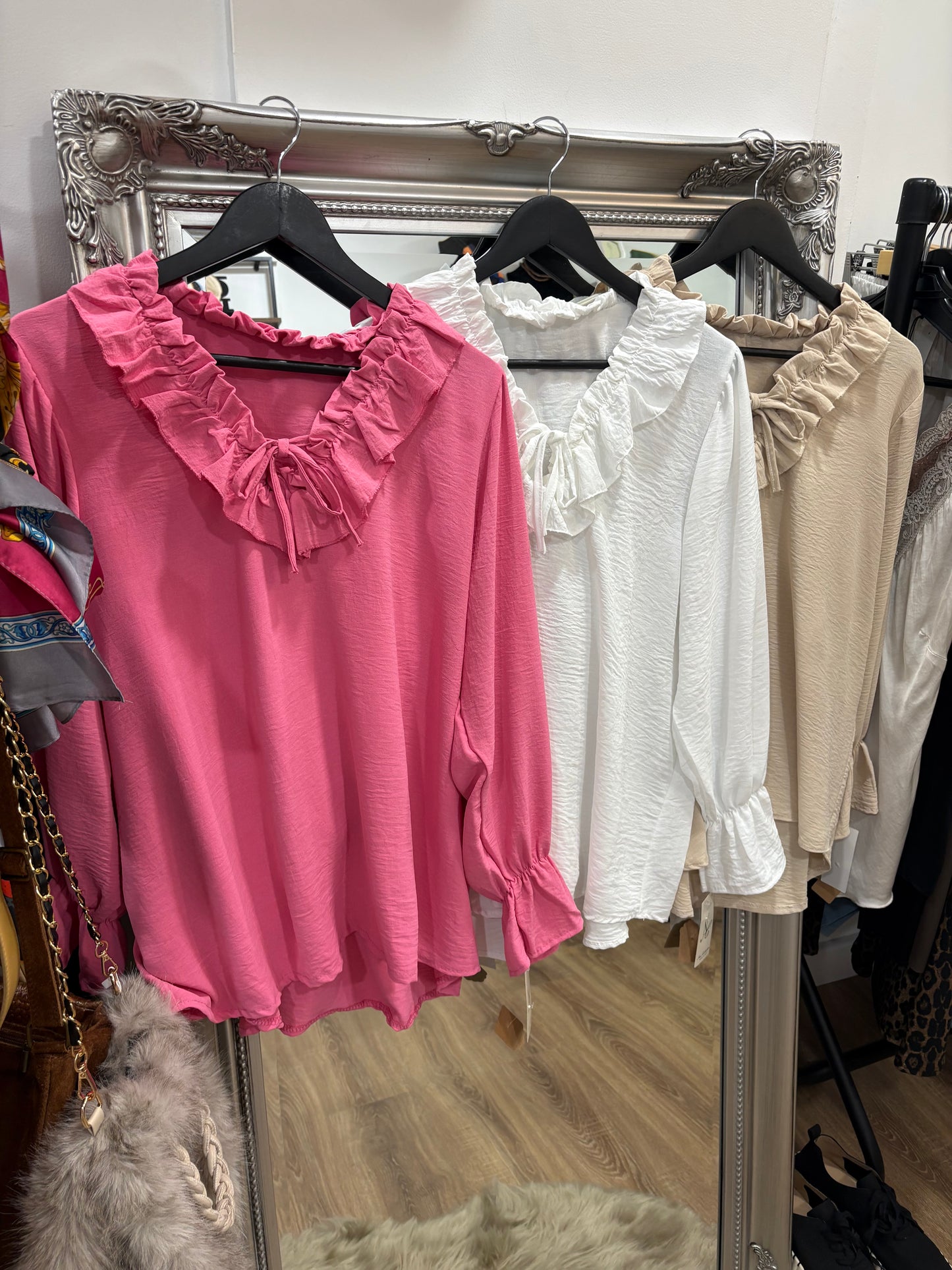 V Neck, Ruffle Blouse