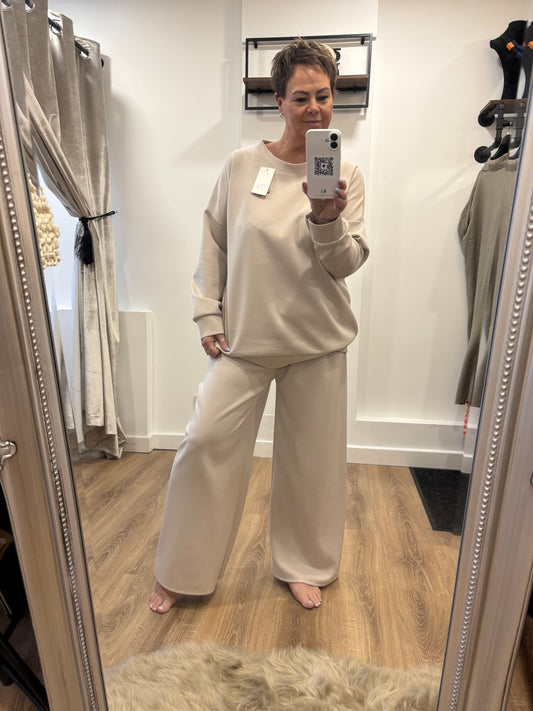 Wide Leg, Oversized Lounge Set - Stone