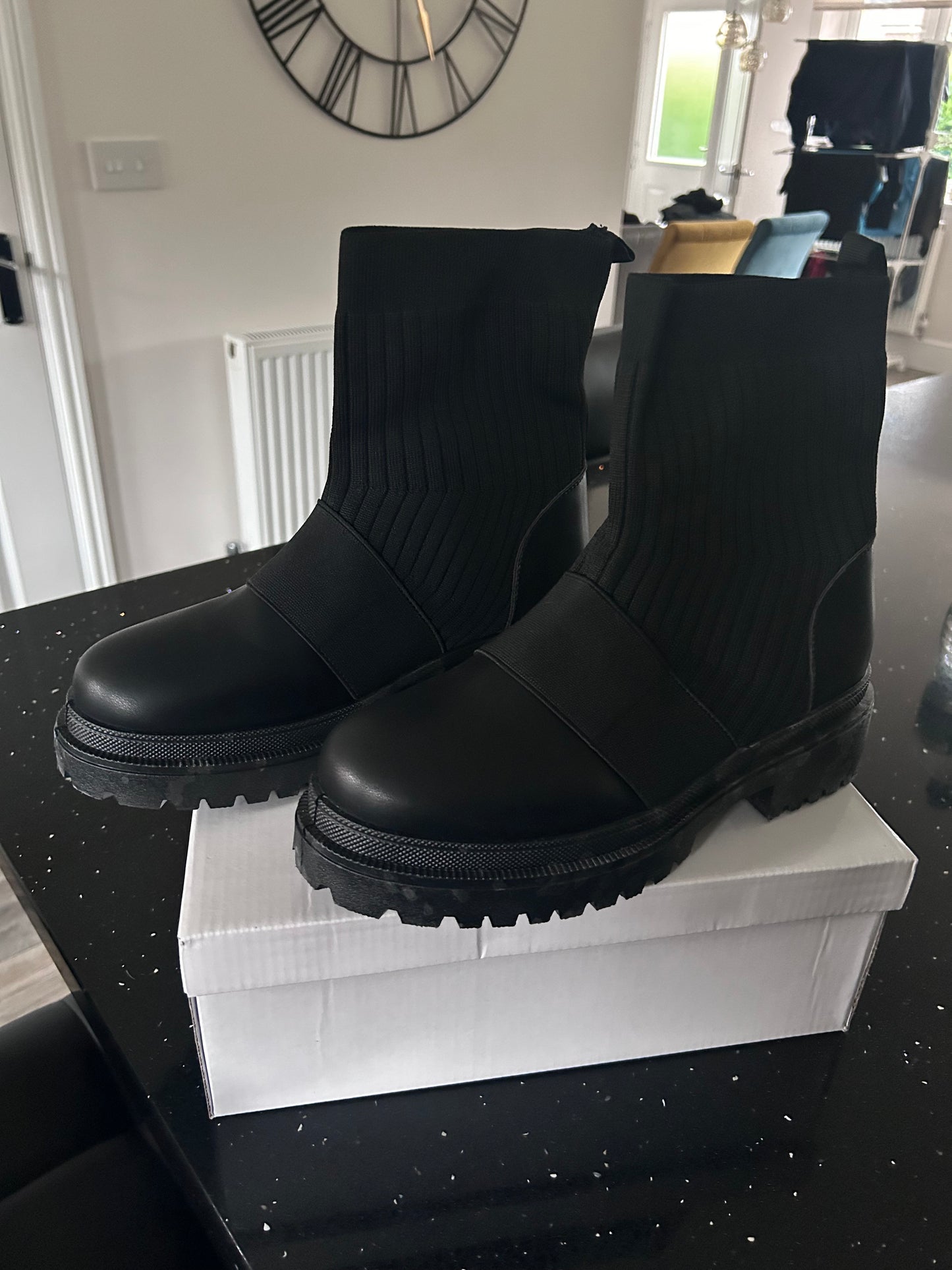 Chunky Black Sock Boot