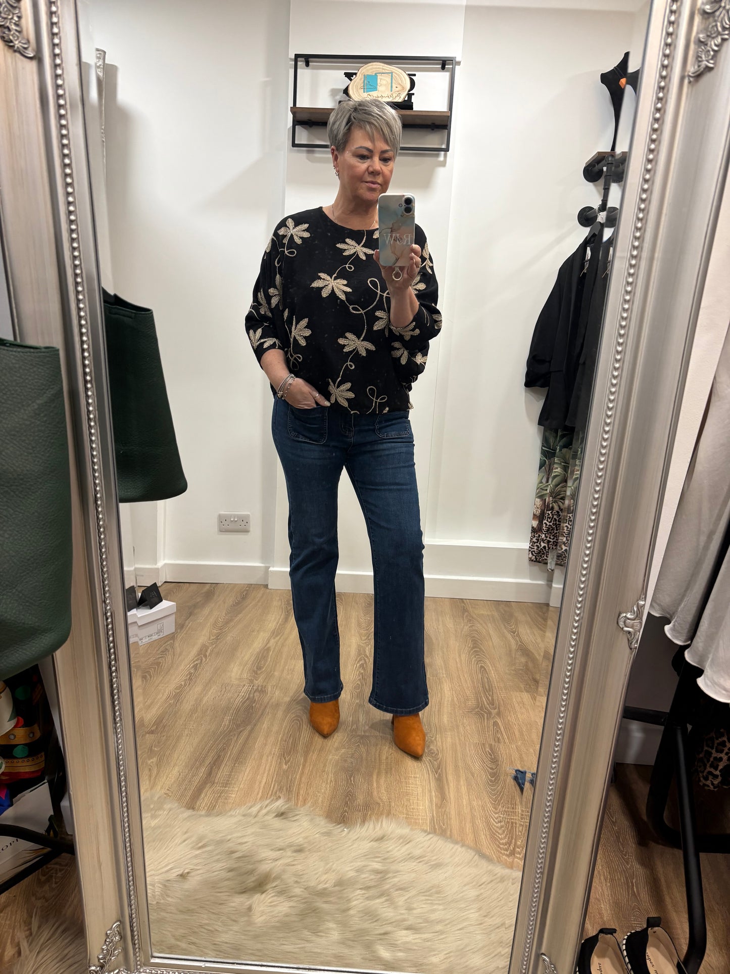 Gold Palm Tree Batwing Blouse