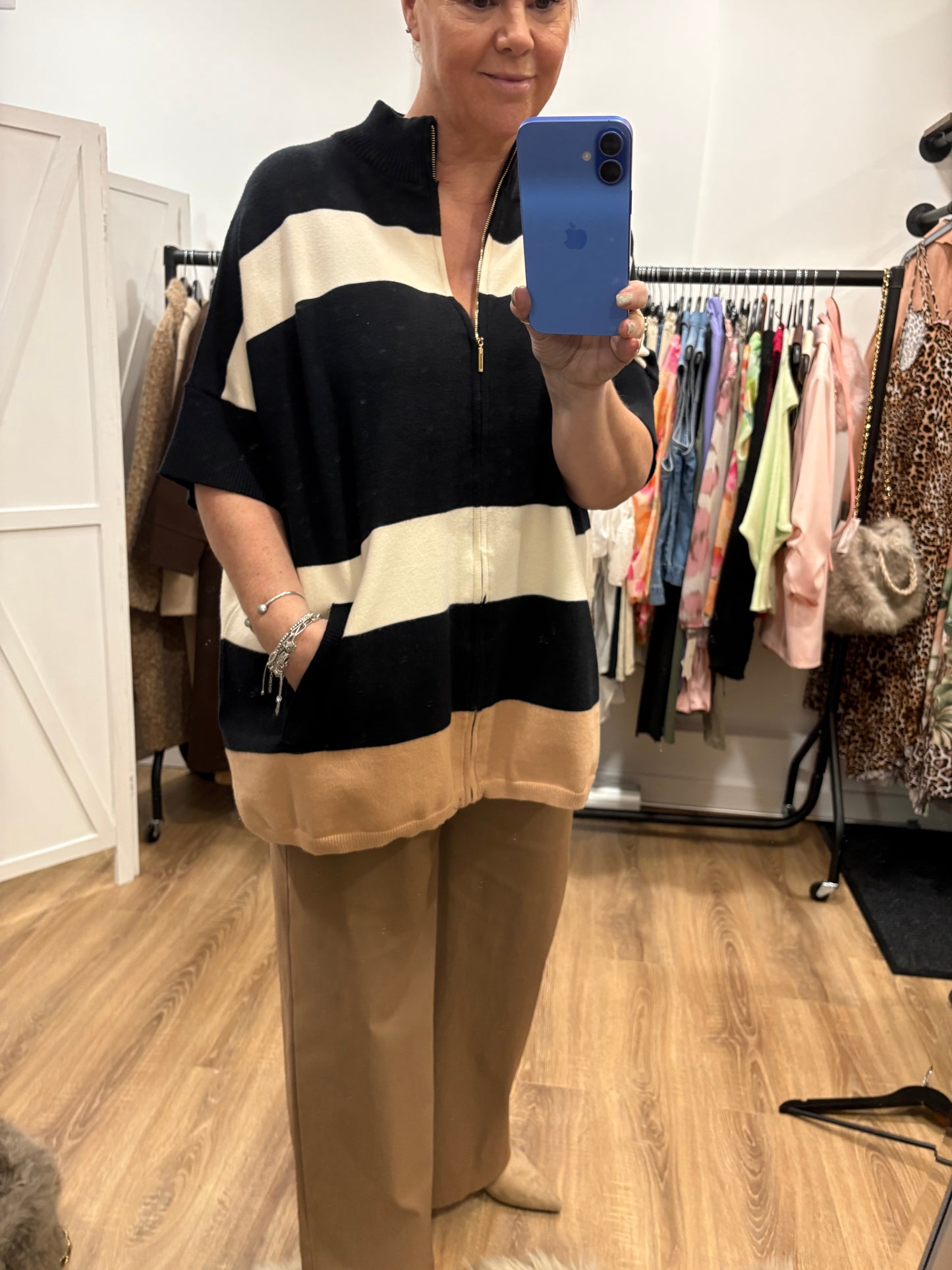 Stripe Zip up Cardigan