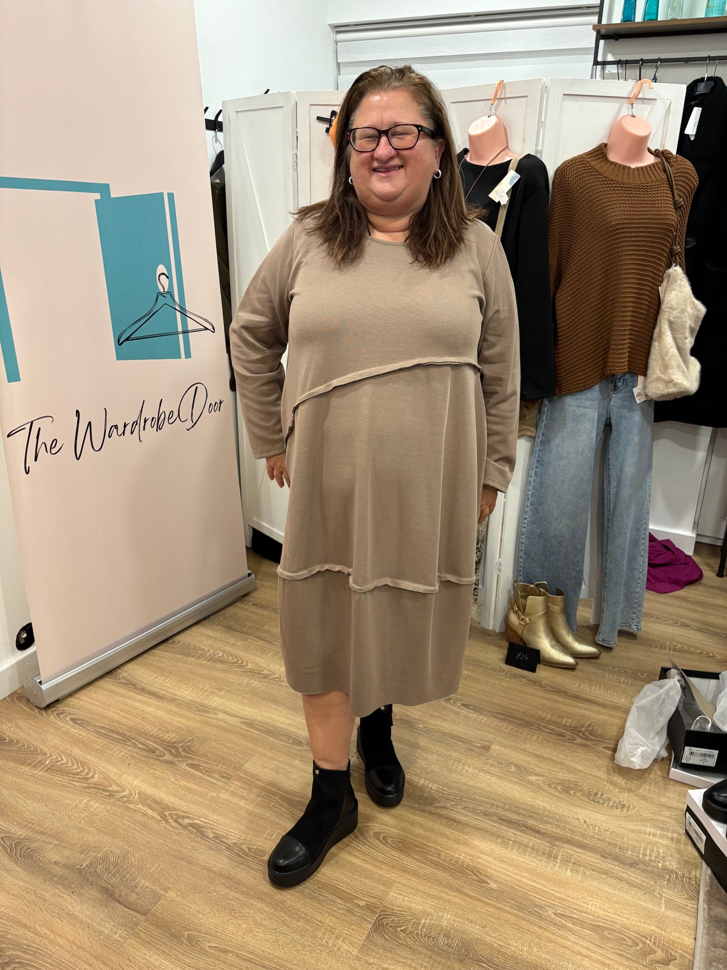 Exposed Seam Cocoon Midaxi Dress