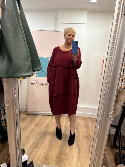 Exposed Seam Cocoon Midaxi Dress