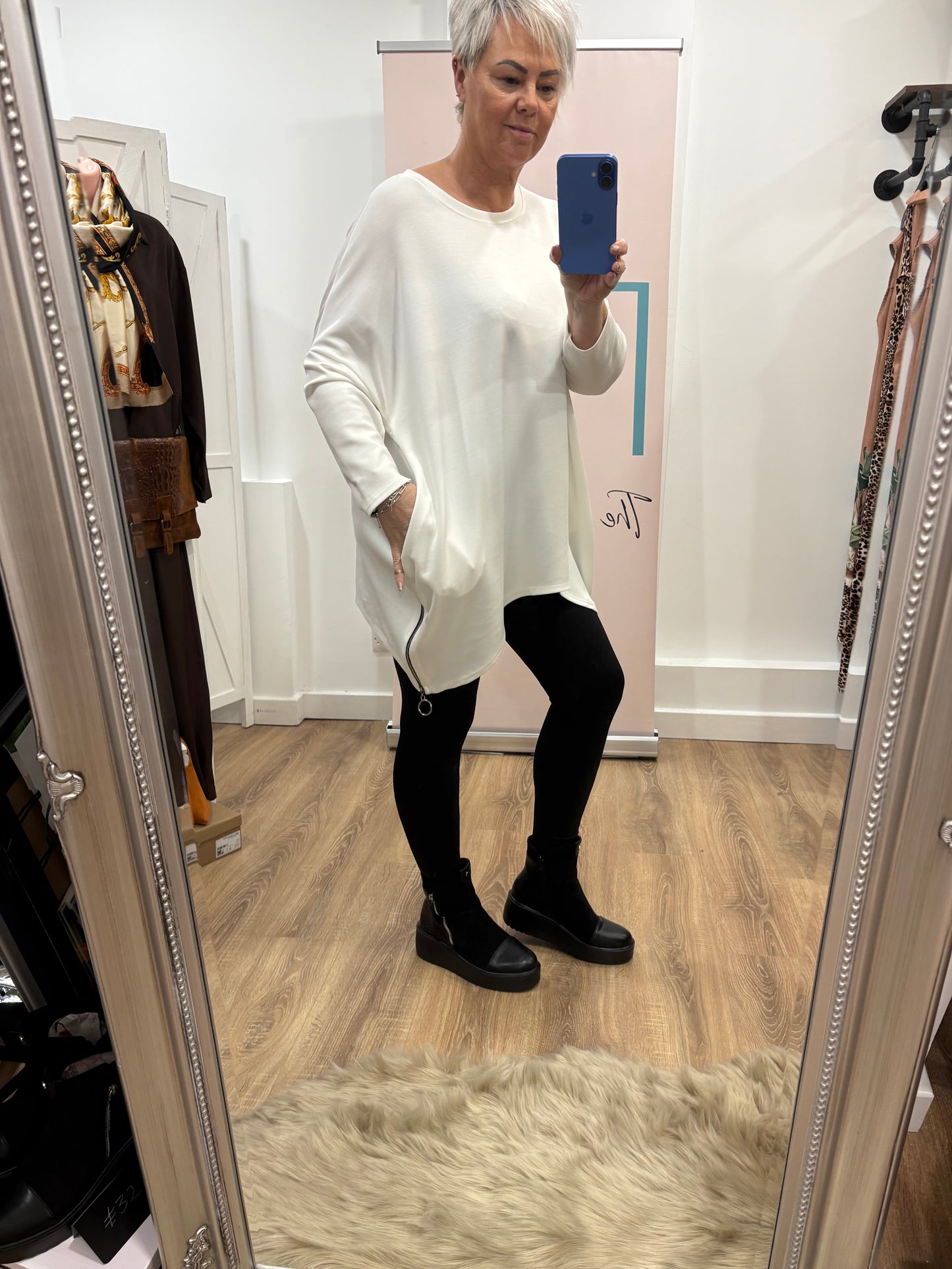 Plain Zip Side Sweatshirt