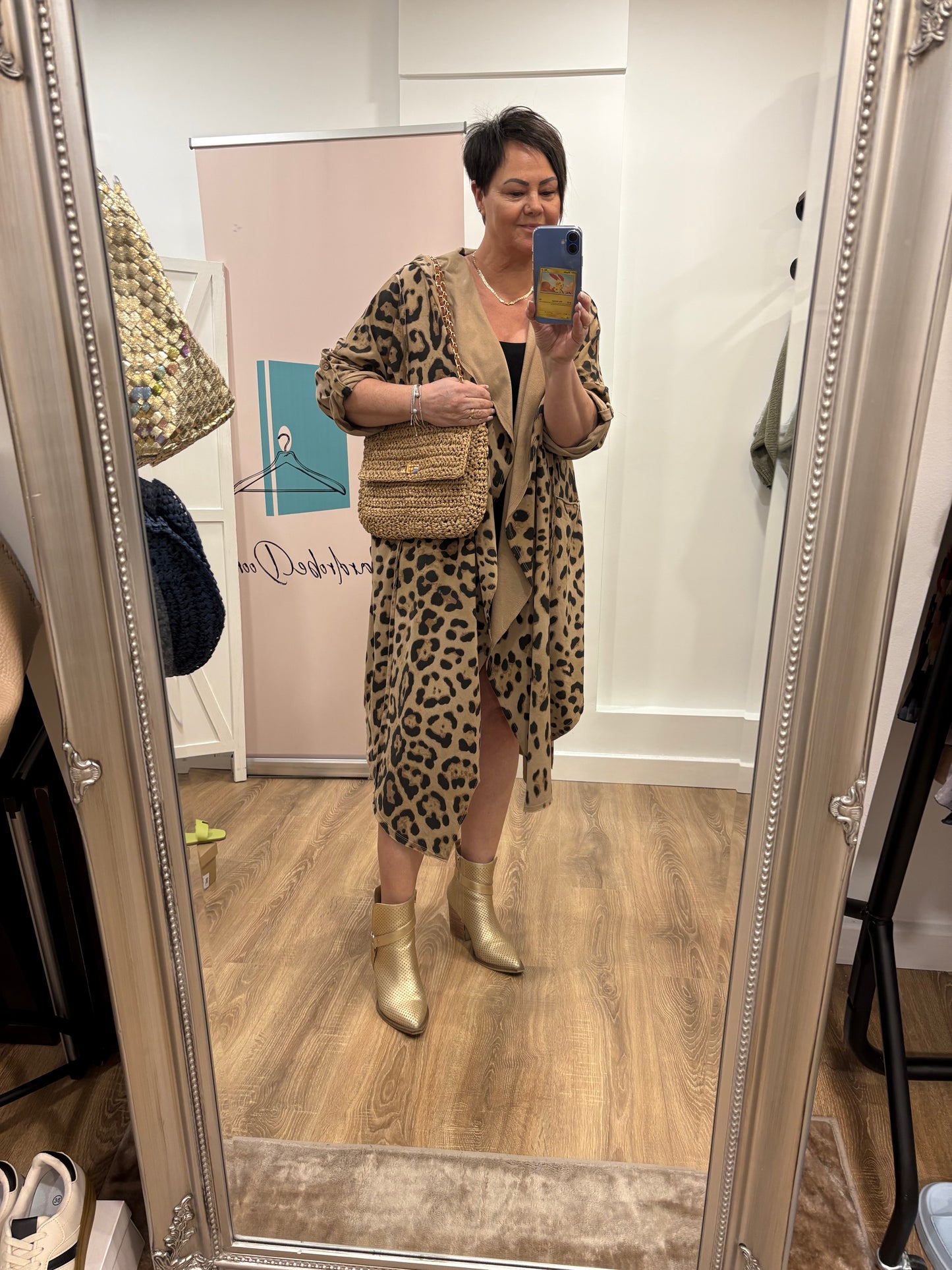 Longline, Animal Print, Hooded Cardigan.