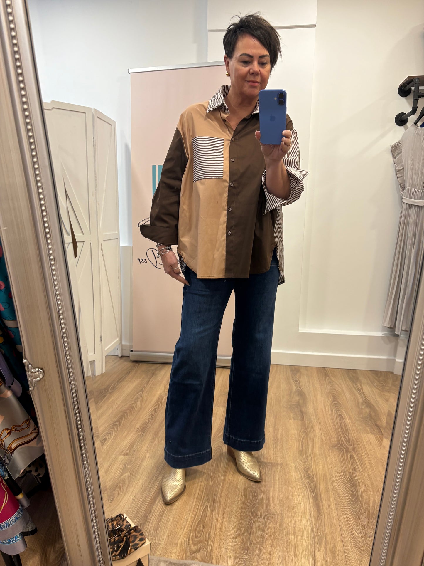 Multi Stripe Design Shirt in Browns