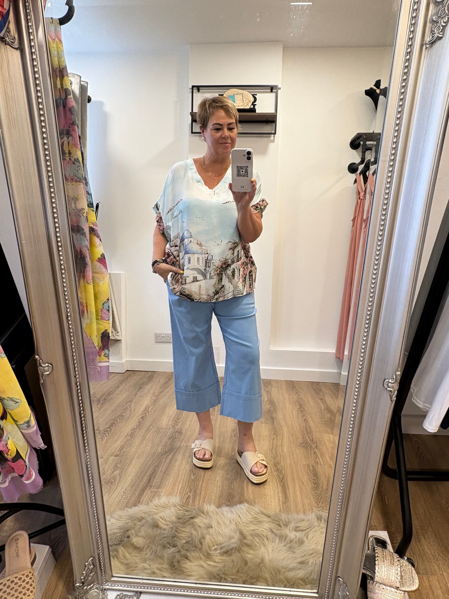 Cropped, Deep Cuff Hem Trousers