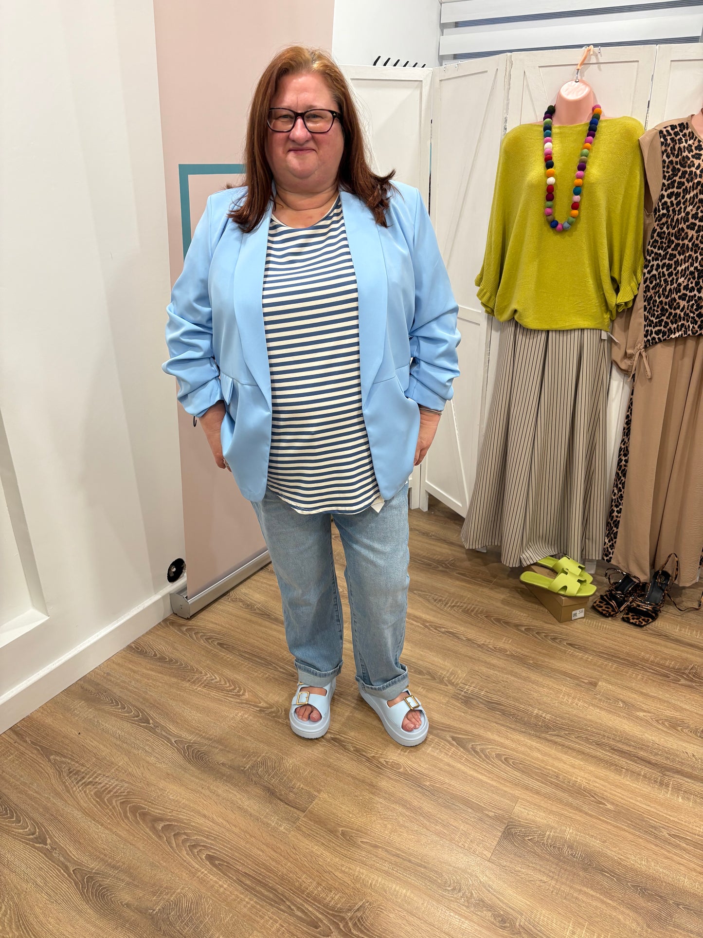 Ruched Sleeve Blazer