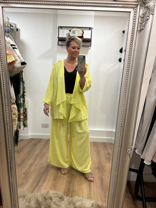 Relaxed Fit Trouser Suit - Yellow Pin Stripe