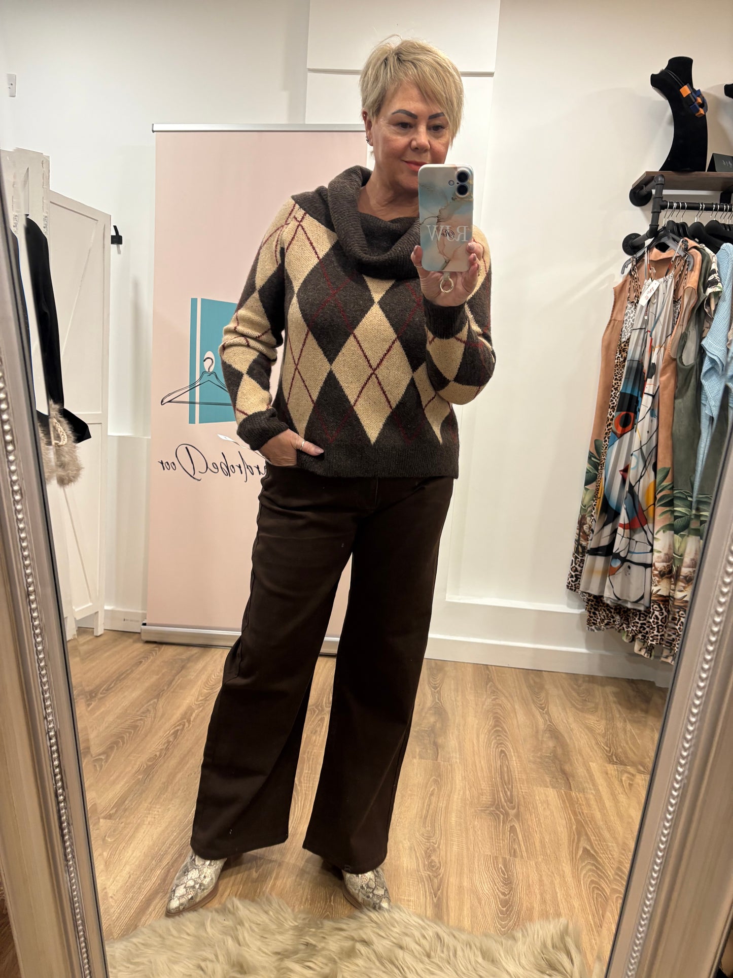 Diamond Off-shoulder Jumper