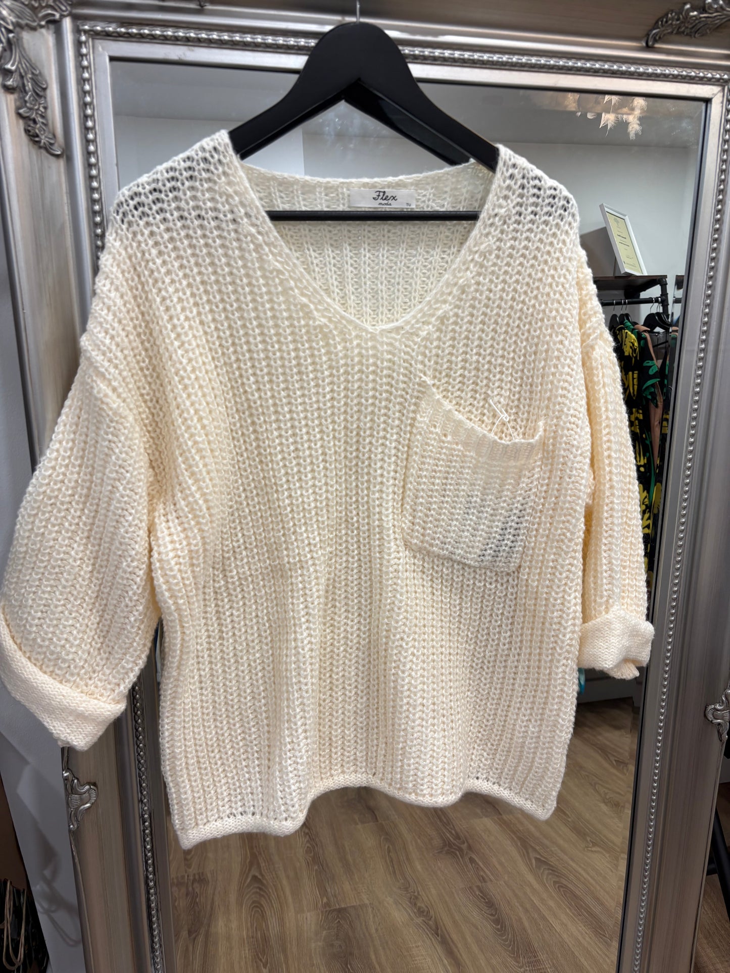 Loose Knit, Half sleeve, pocket jumper