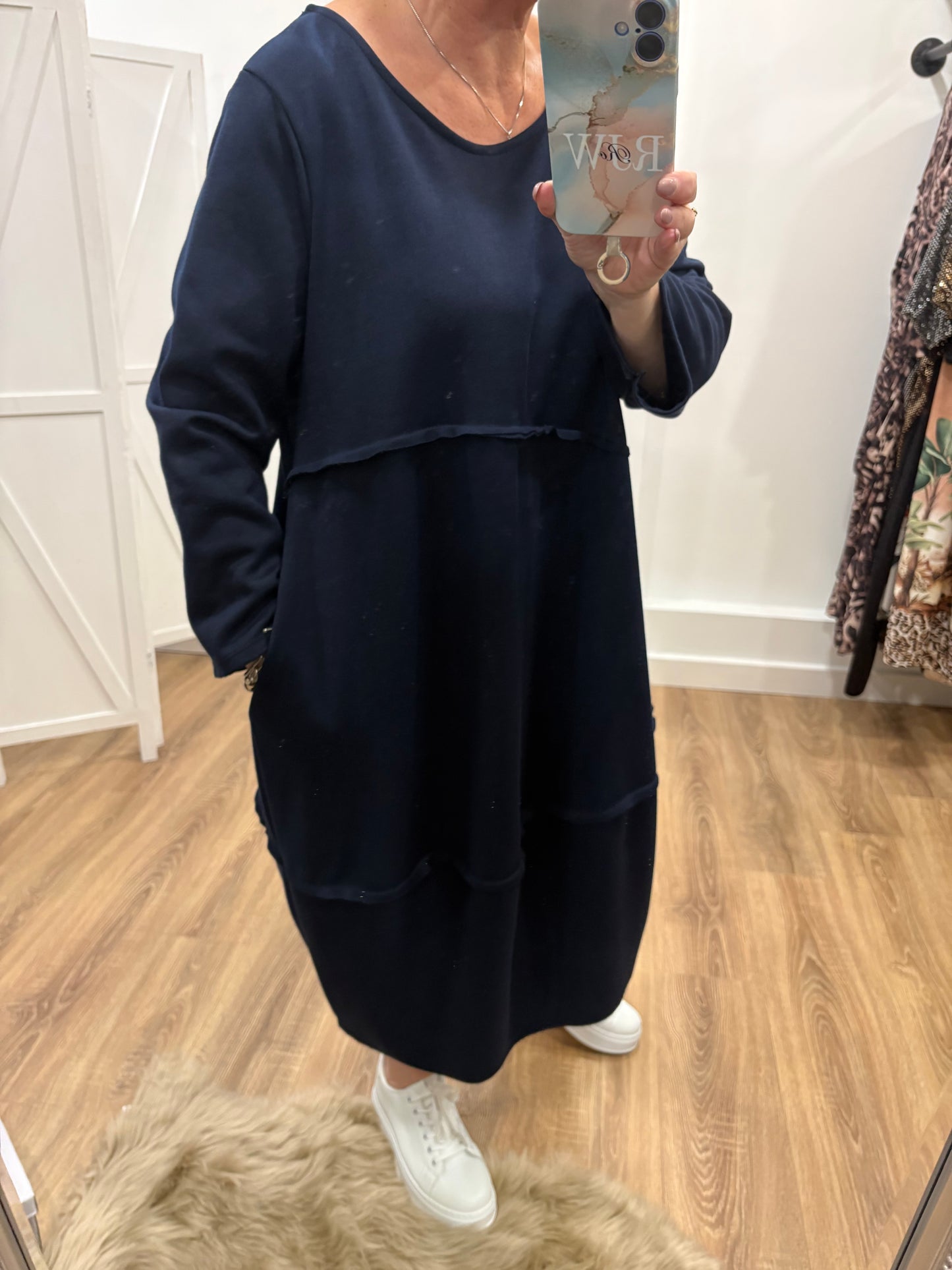 Exposed Seam Cocoon Midaxi Dress