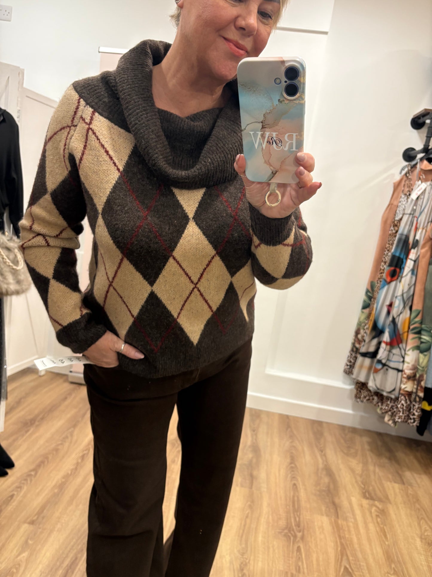 Diamond Off-shoulder Jumper