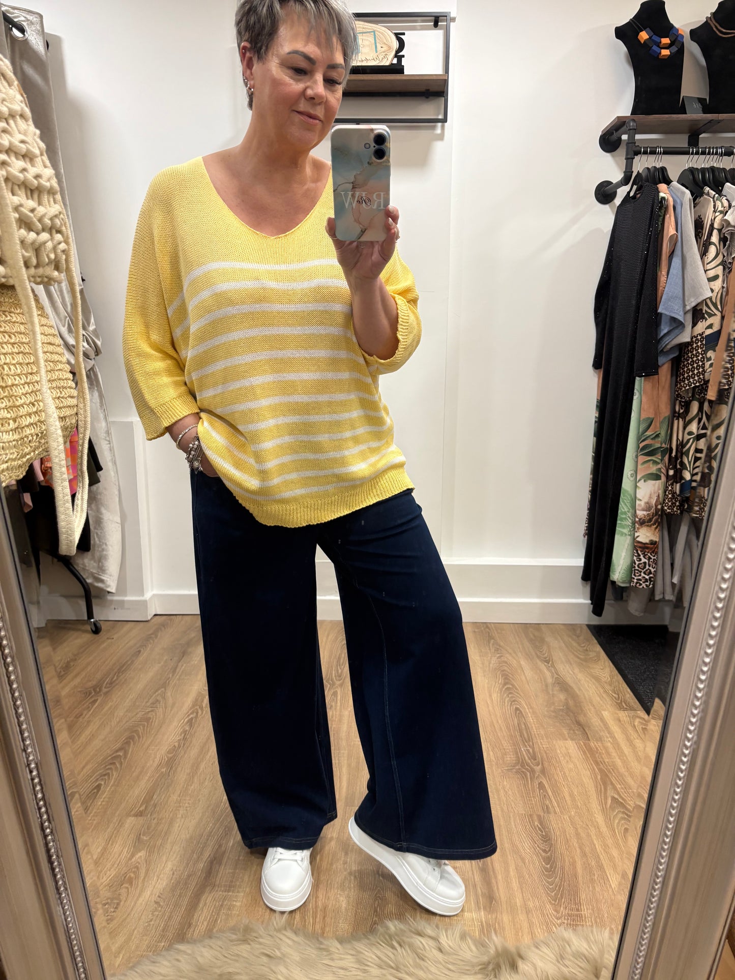 Oversized, Striped Cotton Jumper