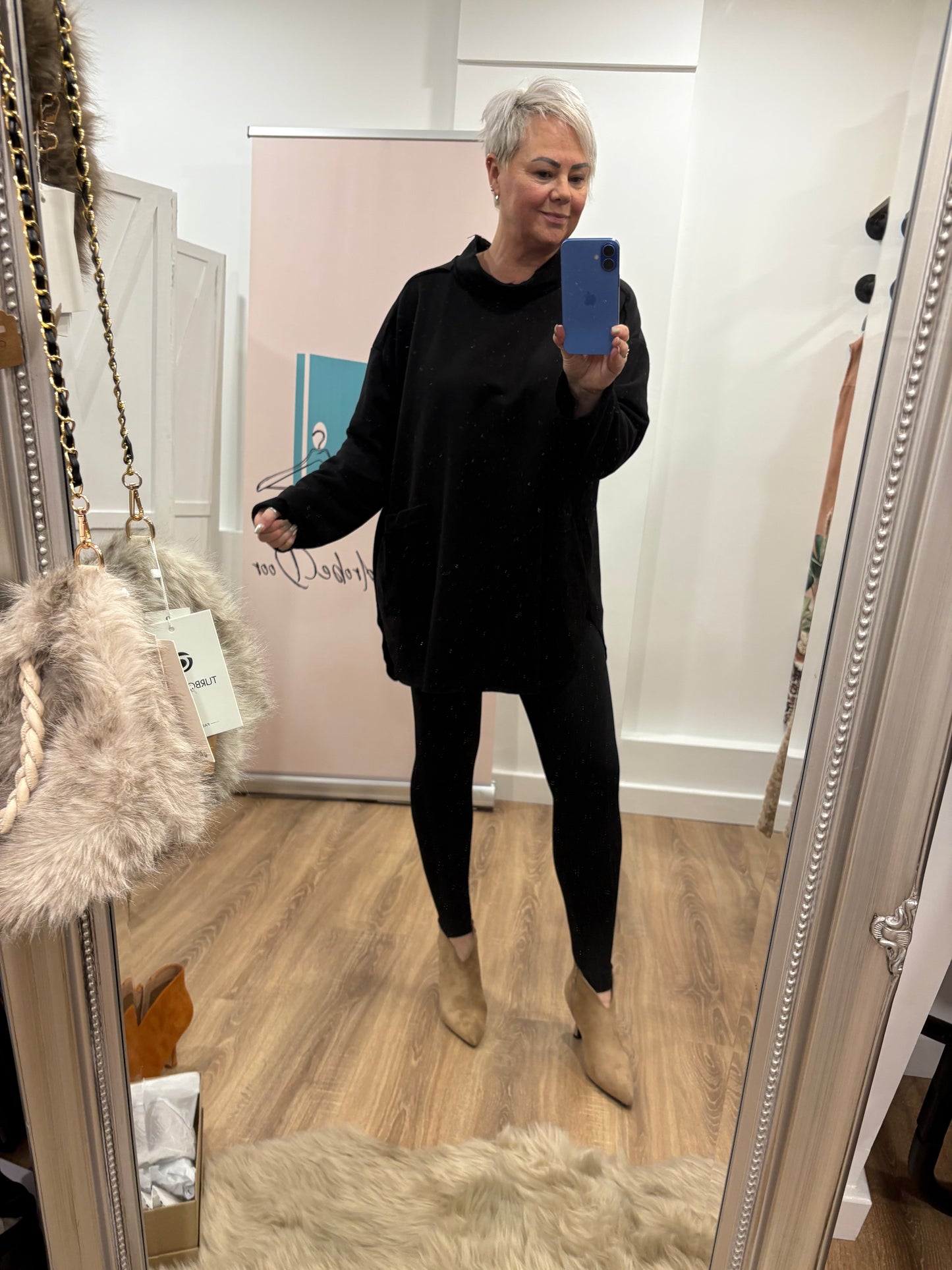 Crew Neck Longline Pocket Sweatshirt