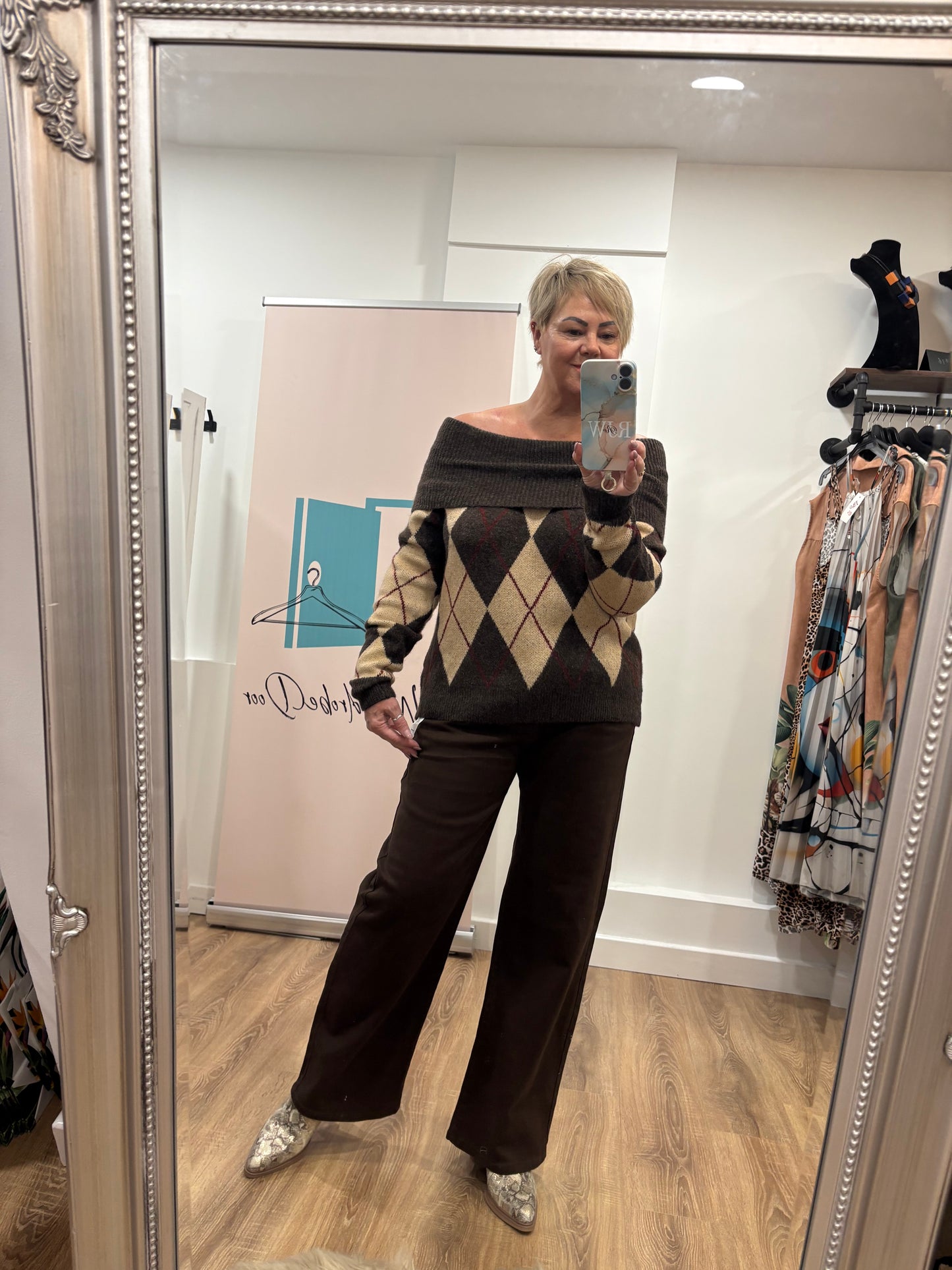 Diamond Off-shoulder Jumper